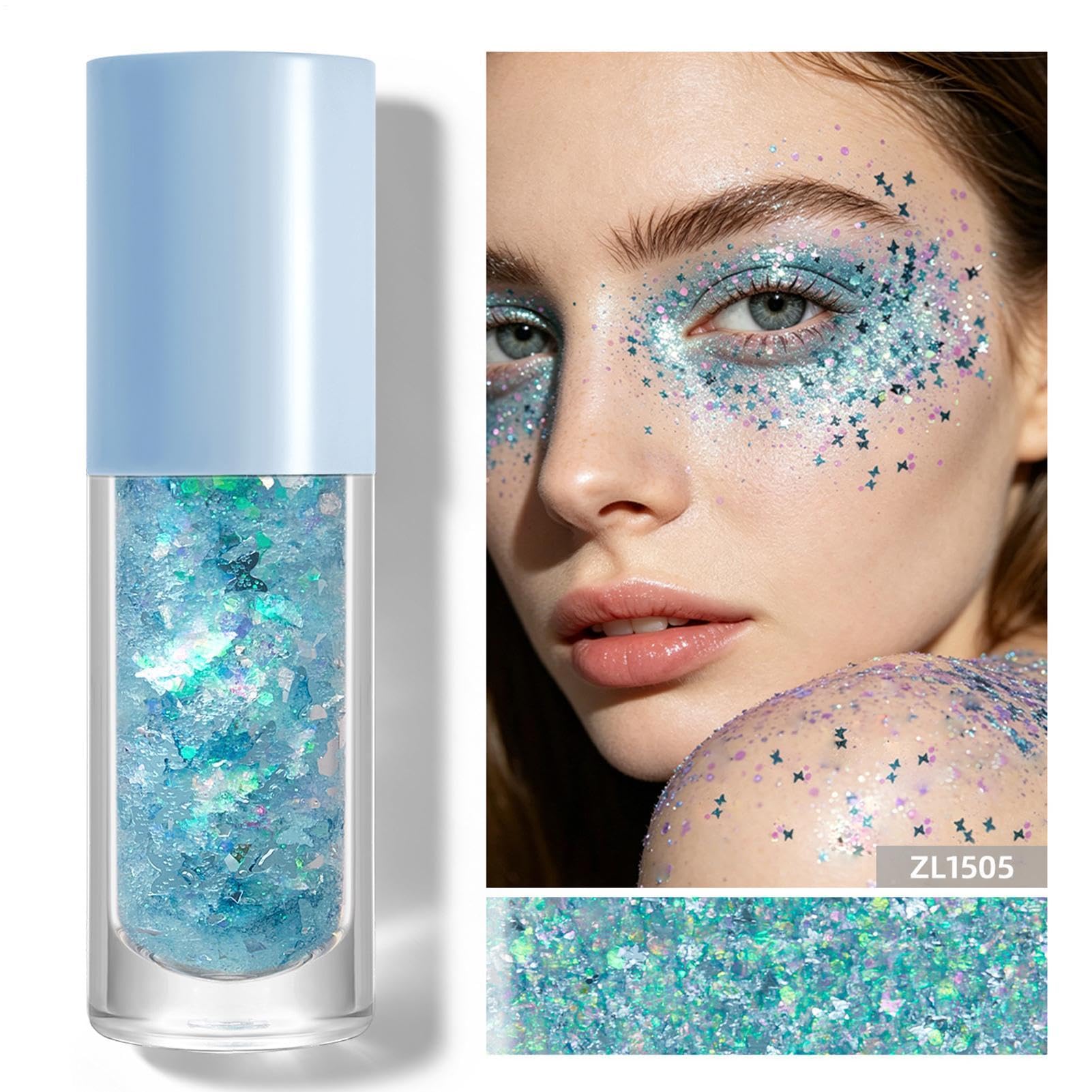 Gel Glitter Per Il Viso Effetto Scintillante Di Lunga Durata | Gel Glitter Per Viso E Corpo Per Feste, Festival, Concerti, Parate, Partite Di Calcio, Compleanni, Bambini, Ragazze E Donne