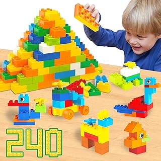 WYSWYG Classic Big Building Blocks, 240 Large Building Bricks Compatible with Major Brands Large Building Blocks Sets for Boys Girls Age 3 4 5 6