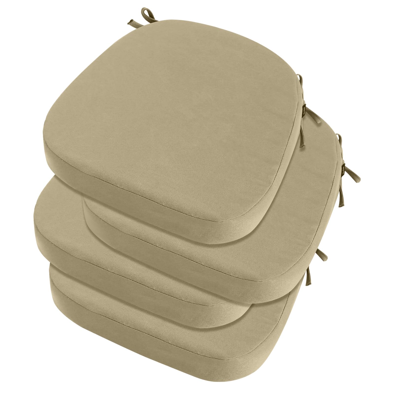 (INCOMPLETE)idee-home Outdoor Chair Cushions Set of 4, Thick 19" x 19" x 3" Outdoor Cushions Patio Furniture with Ties, Waterproof Patio Chair Pads Seat Dining Chair Cushions Antique Beige