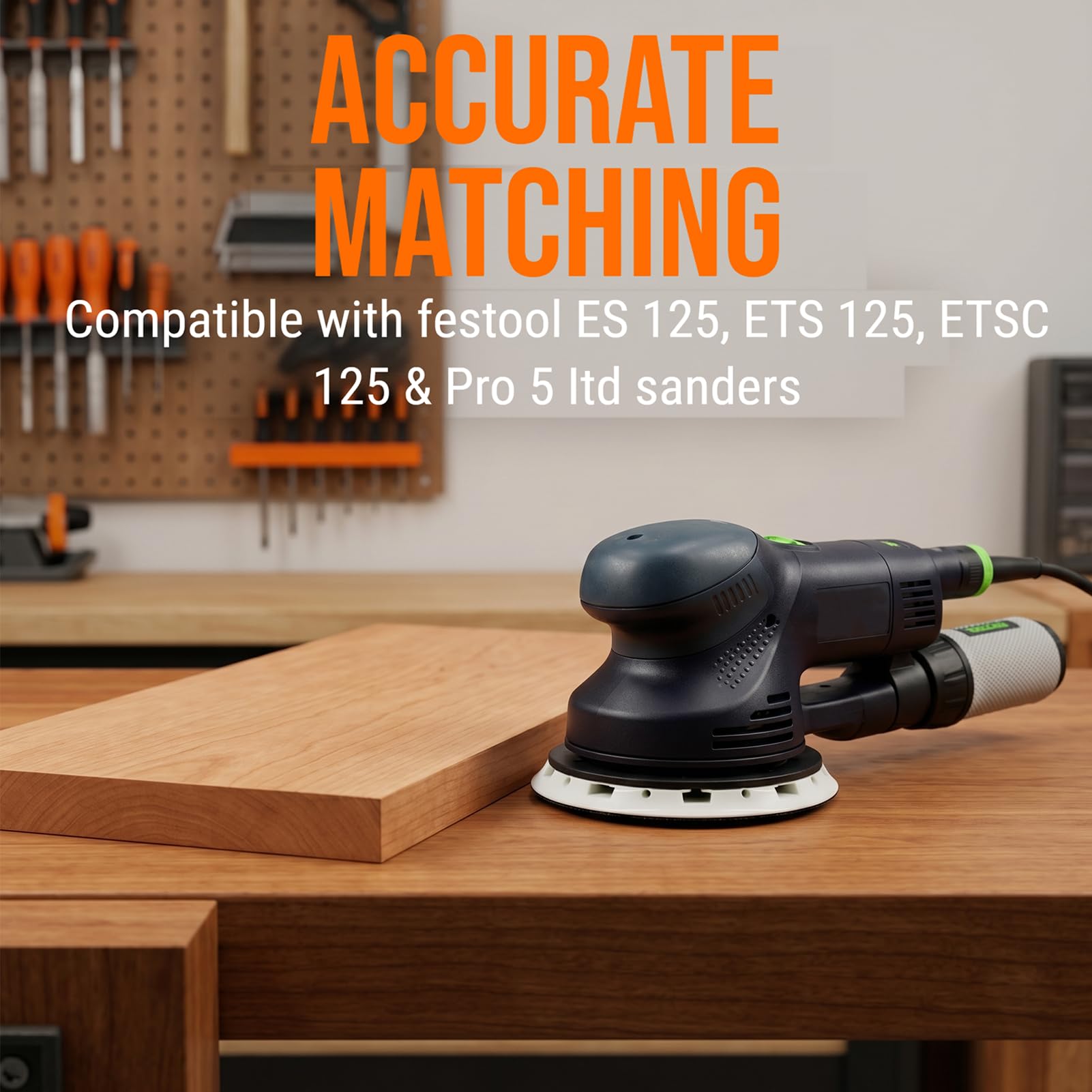 Almohadilla de lijado Jetstream 492280 ETS 125 Eq Jetstream de repuesto dura, 5 pulgadas, 8 agujeros, compatible con lijadoras festool ES 125, ETS125, ETSC 125, Pro 5 ltd Random Orbit Finish Sanders