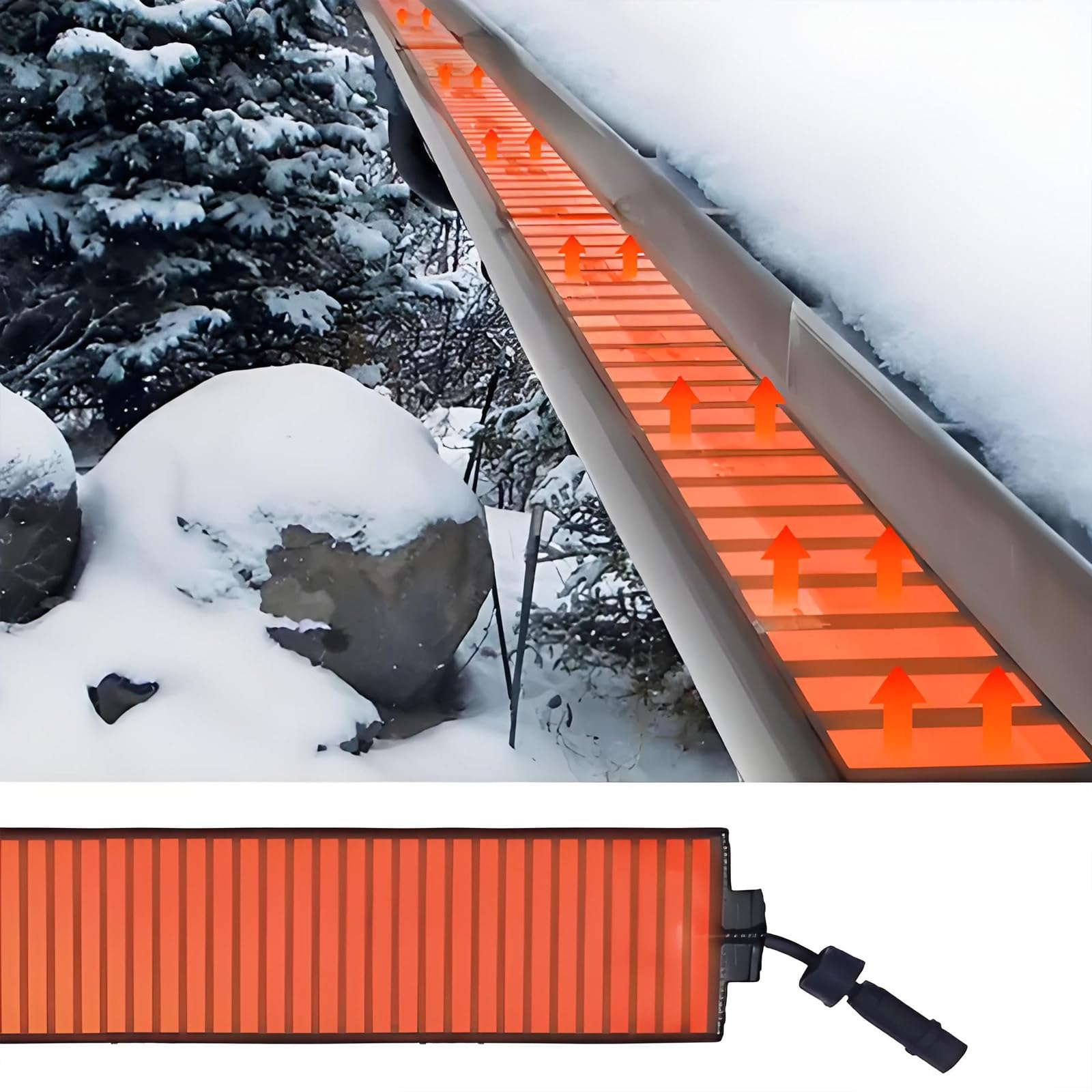 Mata Grzewcza Snow Melting Mat Do Dachów I Rynien–Zewnętrzna Taśma Grzewcza Z Grafenem,Metalowy Panel Grzewczy Do Usuwania Zatorów Lodowych, Szerokość 12 Cm,Możliwość Zwijania 75cm/2.5ft