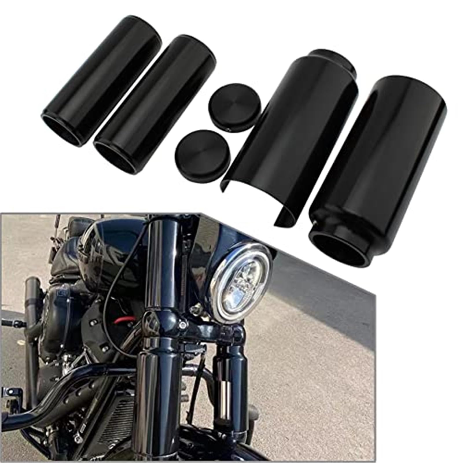 Przód motocykla, osłona bagażnika, akcesoria ochronne, do motocykli Harley, Softail Street Bob FXBB FXBBS, Lower Rider FXLR 2018-2022, czarny Osłona przeciwpyłowa przedniego widelca