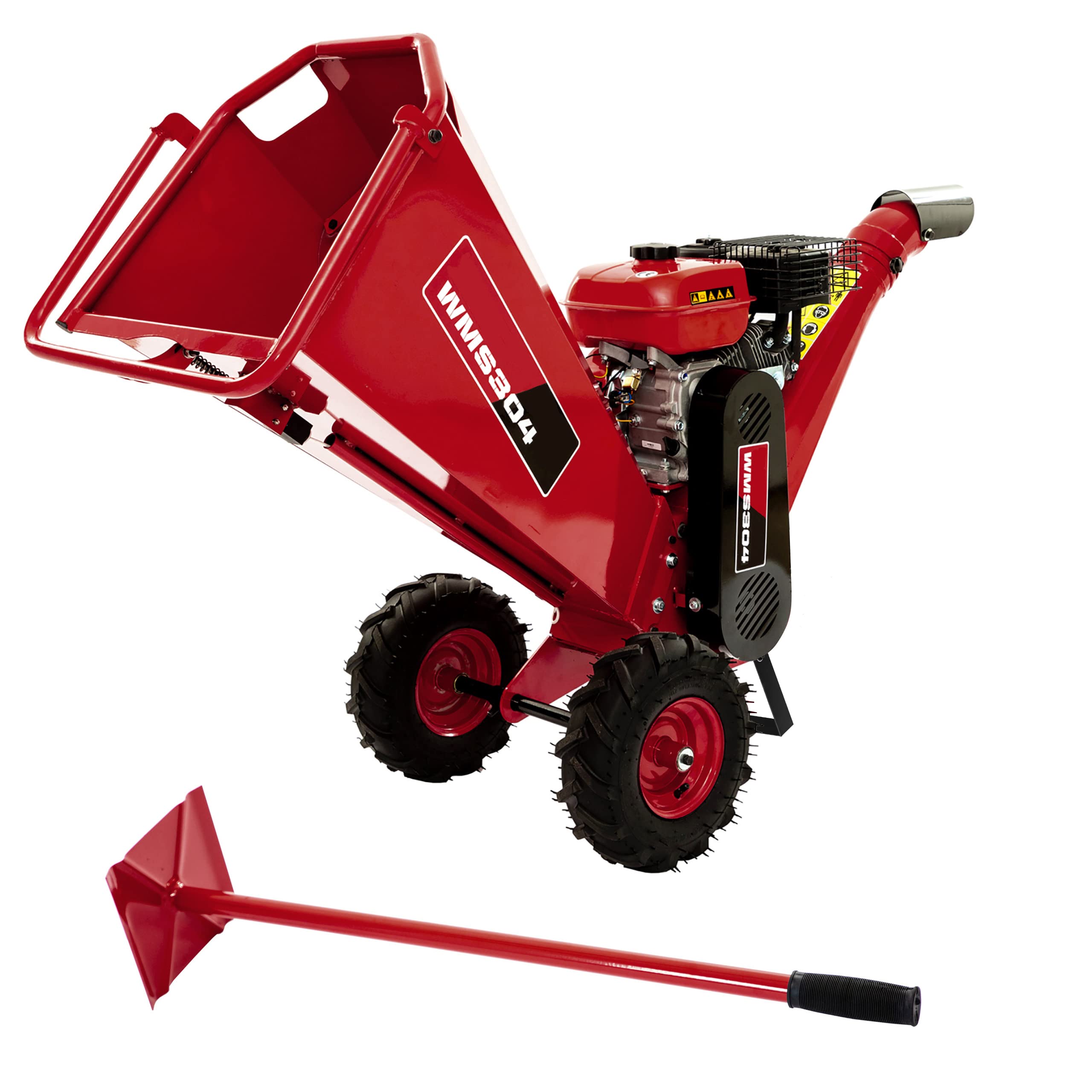Weima Trituradora de madera WMS304 7 CV, motor de gasolina, rojo, trituradora de madera, fresadora de suelo, manual, acero de alta velocidad