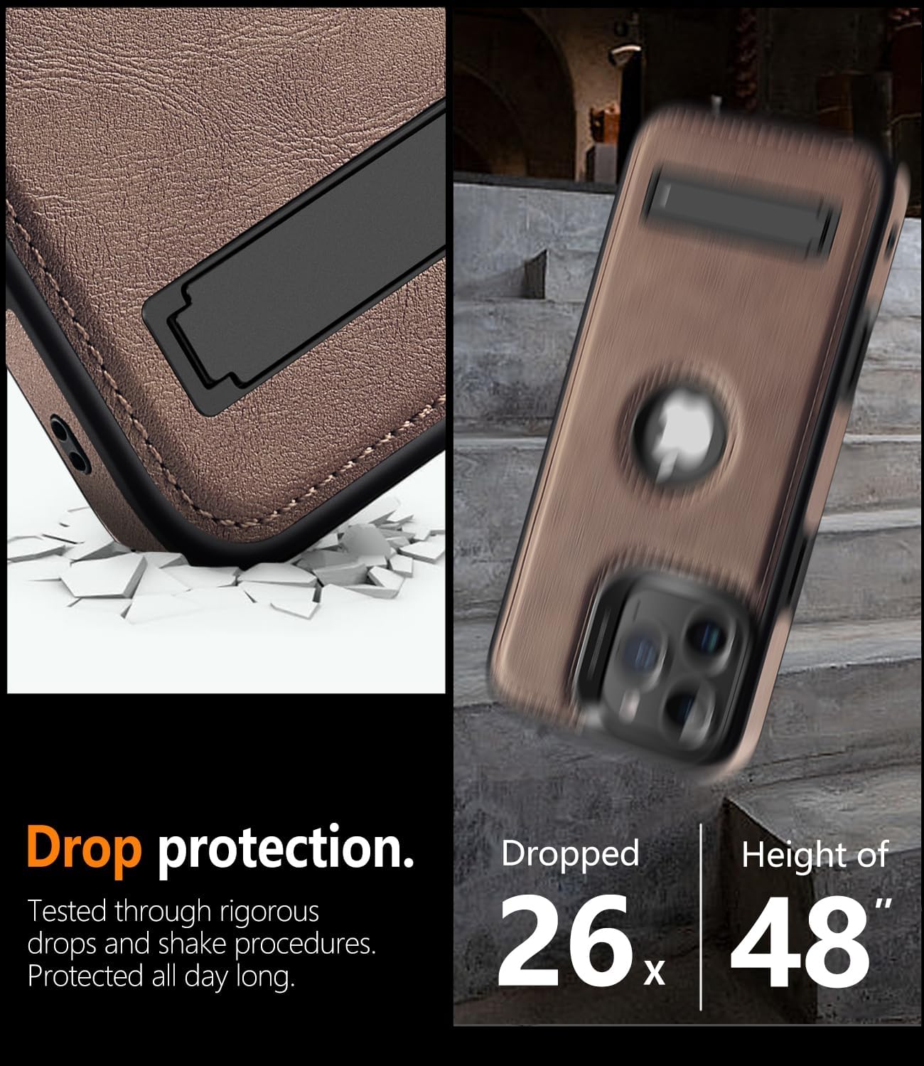 for iPhone 16 Pro Case Leather,[Compatible with MagSafe], Slim Adjustable Kickstand，Strong Magnetic Phone Case for iPhone 16 Pro (2024) 6.3" (Gray)