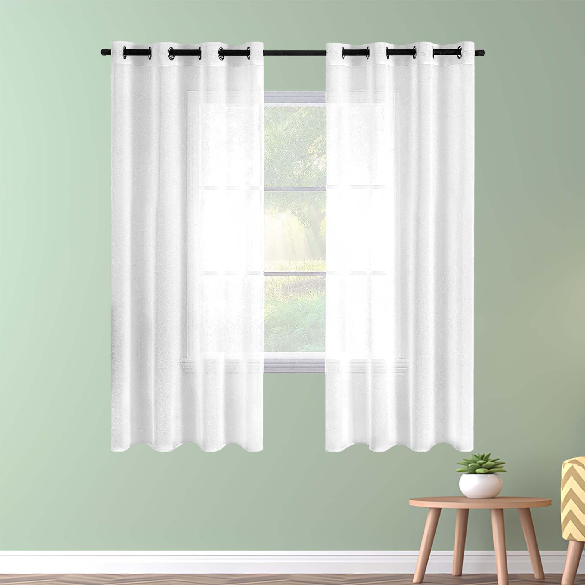 Cortinas Visillos Translúcidos 140 x 110 cm Transparente Ventana Visillos Salon Elegante para Ventanas Habitación Dormitorio Sala de Estar, Blanco