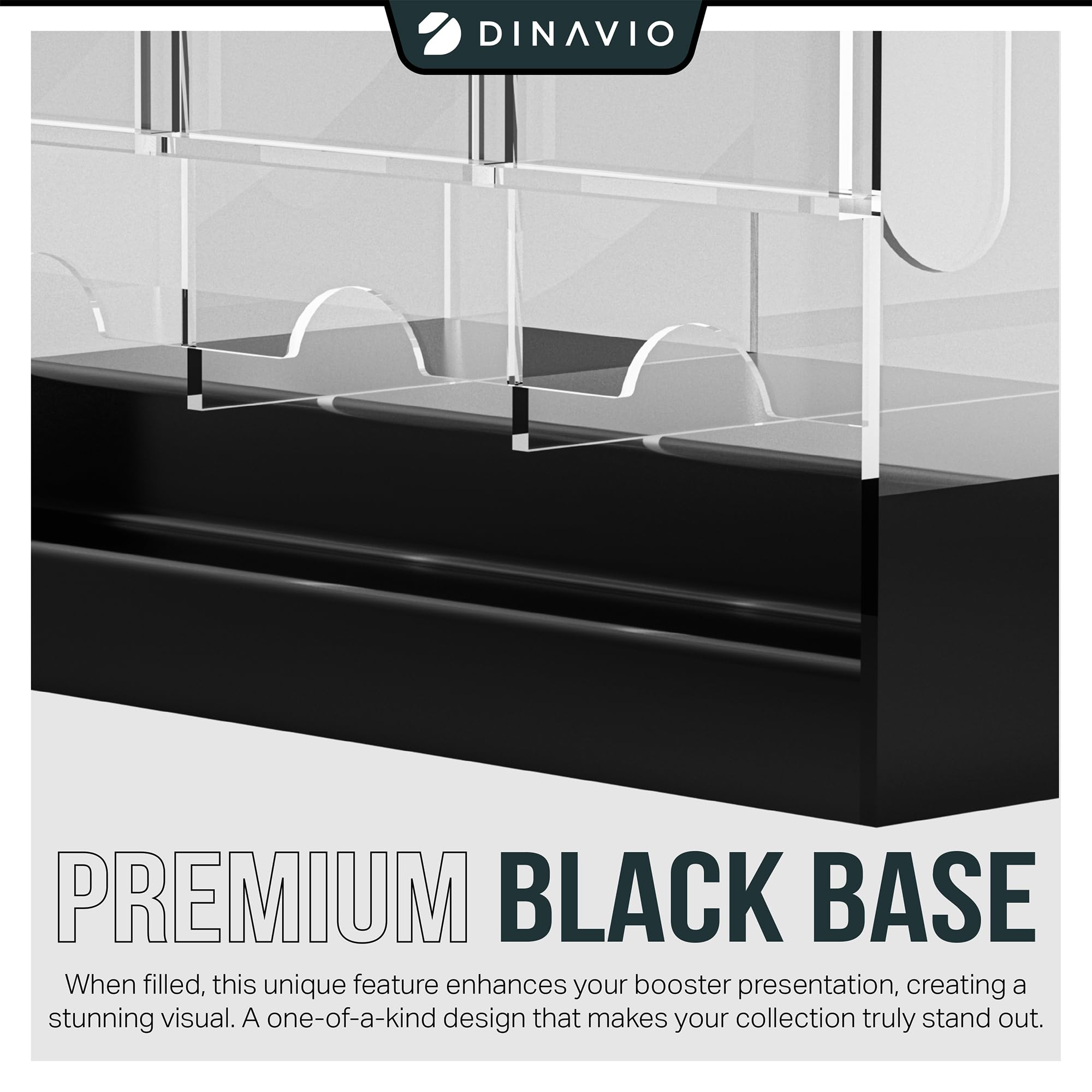 Dinavio Crafthouse - Dispensador Acrílico de 3 Ranuras con Base Negra - Compatible con Potenciadores de Tarjetas TCG y Tarjetas Deportivas