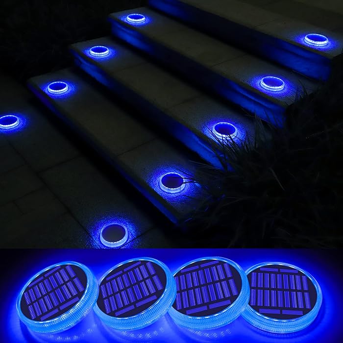 Buy WILLED Solar Deck Light Outdoor Waterproof LED, 4 Pack Blue Color