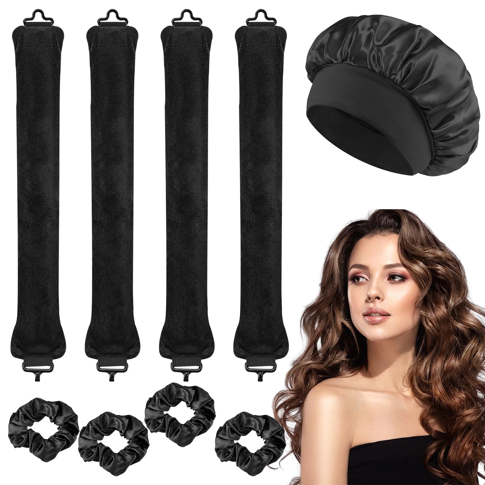 4 Pcs Heatless Curlers, Overnight Heatless Curls