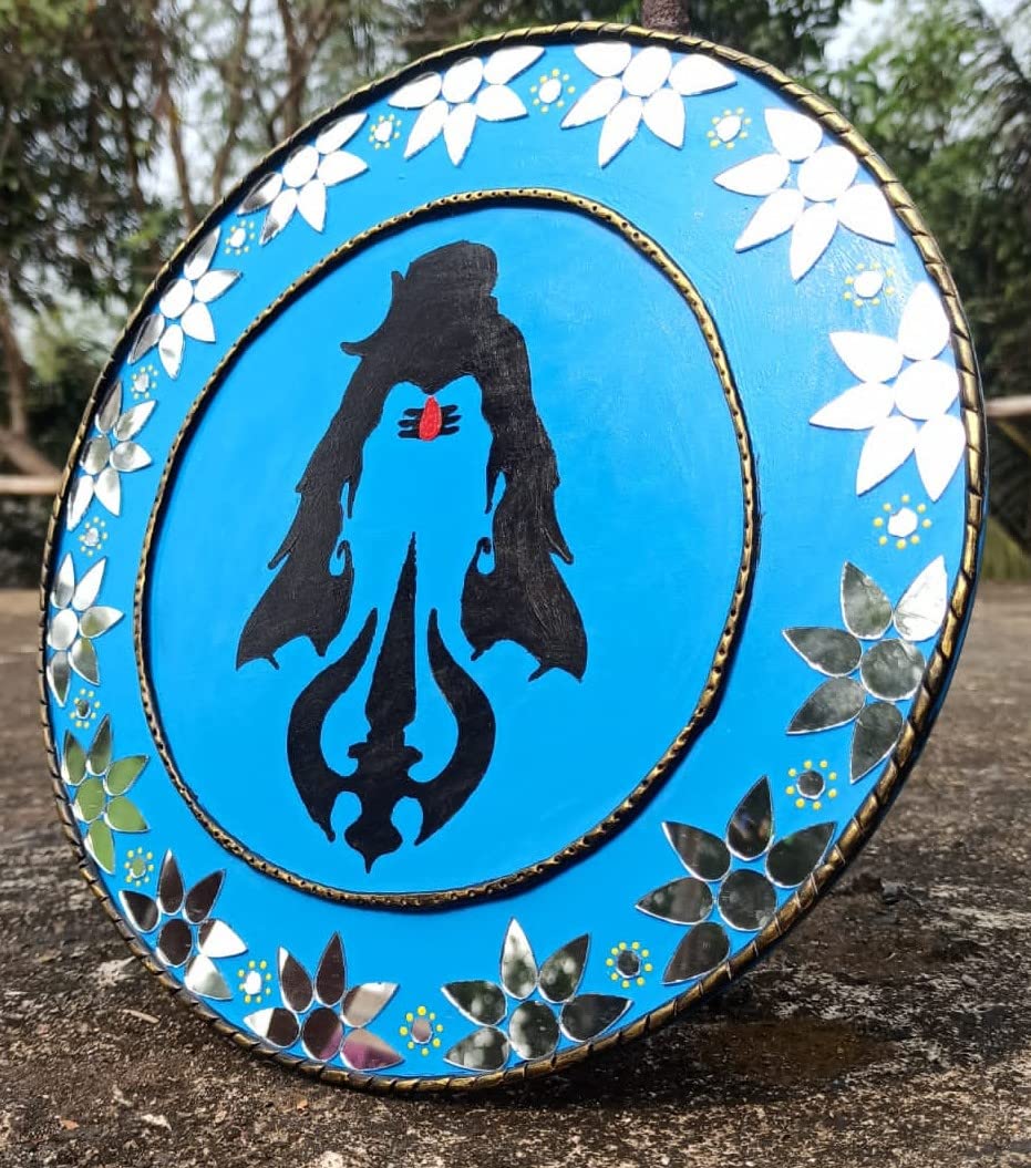 Shiva | Lippan Mirror Art |Wallplate | | Handcrafted| 12 Inches | For Home and Office| Kalanidhi