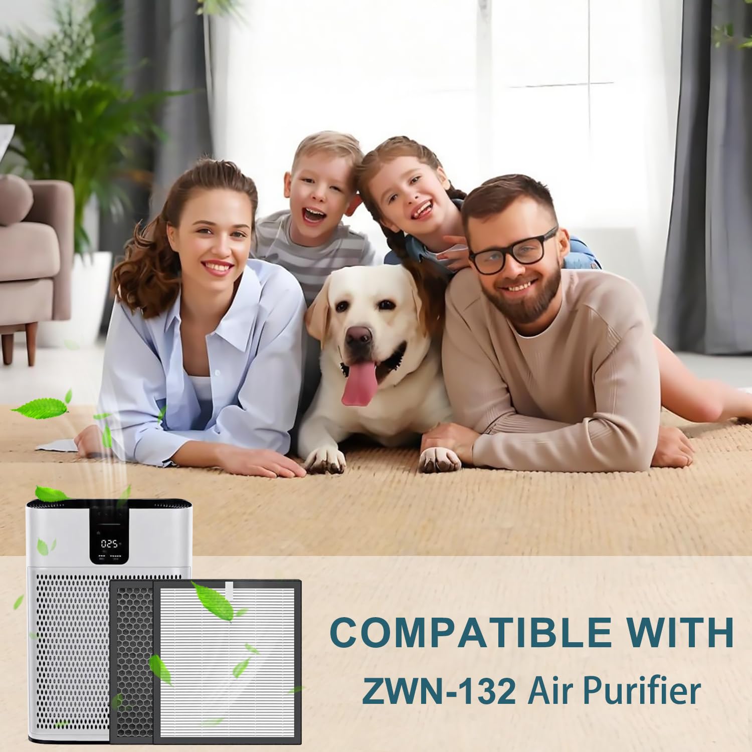 Filtro Hepa de repuesto H13 compatible con purificador de aire Purairia ZWN-132, filtro HEPA H13, carbón activado de alta eficiencia, 4 unidades