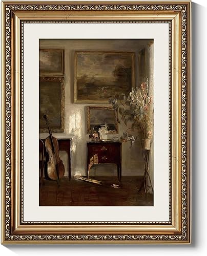 Miniatura 40 de ARPEOTCY Arte de Pared Vintage con Marco Dorado, Paisaje Retro de Jardines y Cielo, 20x25 cm Pequeños Cuadros en Lienzo con Marco Antiguo, Pinturas