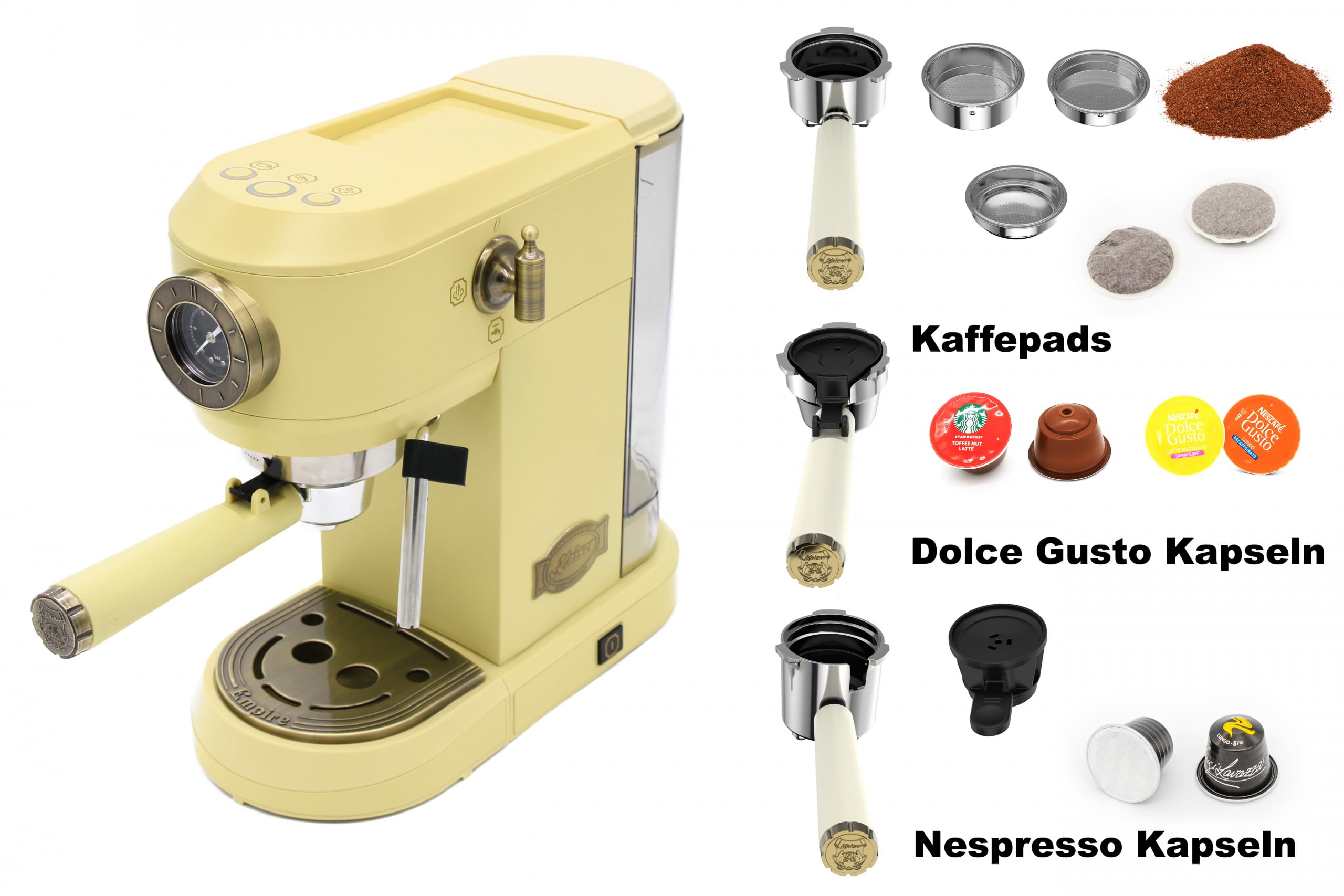 Kaiser Empire M 2530 ElfEm Mikrowelle 25L Mikrowellenherd mit Heißluft Grill 25 Funktionen + Retro Toaster T 4000 ElfEm, 6 Toaststufen + Kaffeemaschine Kaiser KA 2005 ElfEm Empire