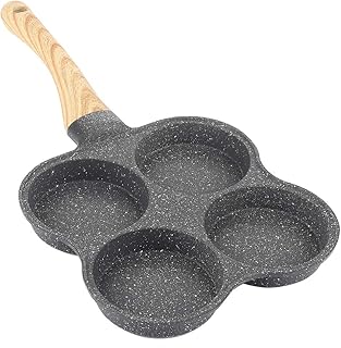 4-Hole Egg Frying Pan, 4 Hole Omelet Pan Omelette Mold Maker Skid Resistant Egg Cooker Omelet Pan for Breakfast Swedish Pancake for Other Cookware