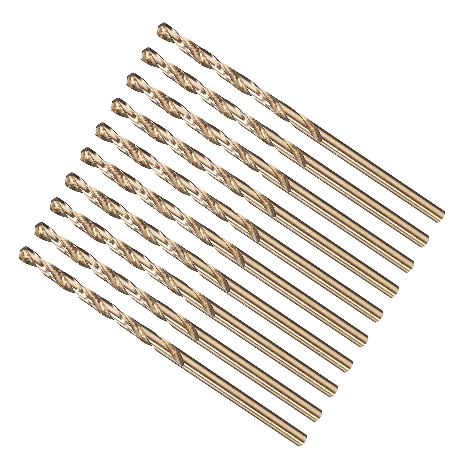 METALLIXITY 1.6mm Drill Bit (1/16") 10Pcs, M2 High-Speed Steel Straight Shank Spiral Flute 135°Point Tip Gold Finish for Stainless Steel Iron Copper Aluminum Hard Metal