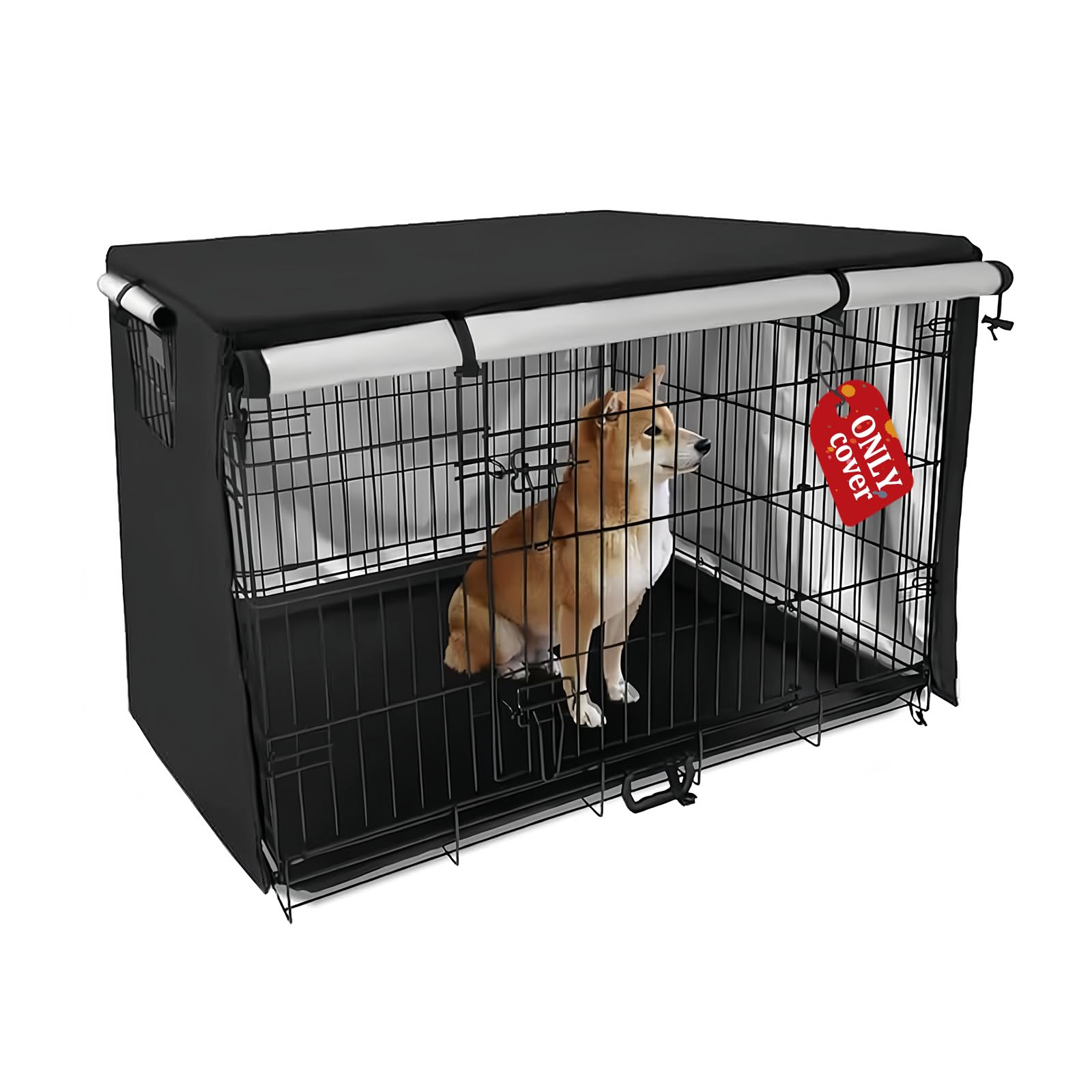 Hundekäfig Abdeckung für Drahtkäfige 125 x 79 x 84 cm, Langlebig und Winddicht, Schwarz Oxford Strapazierfähig Hundebox Abdeckung für innen und außenbereich (Nur Abdeckung)