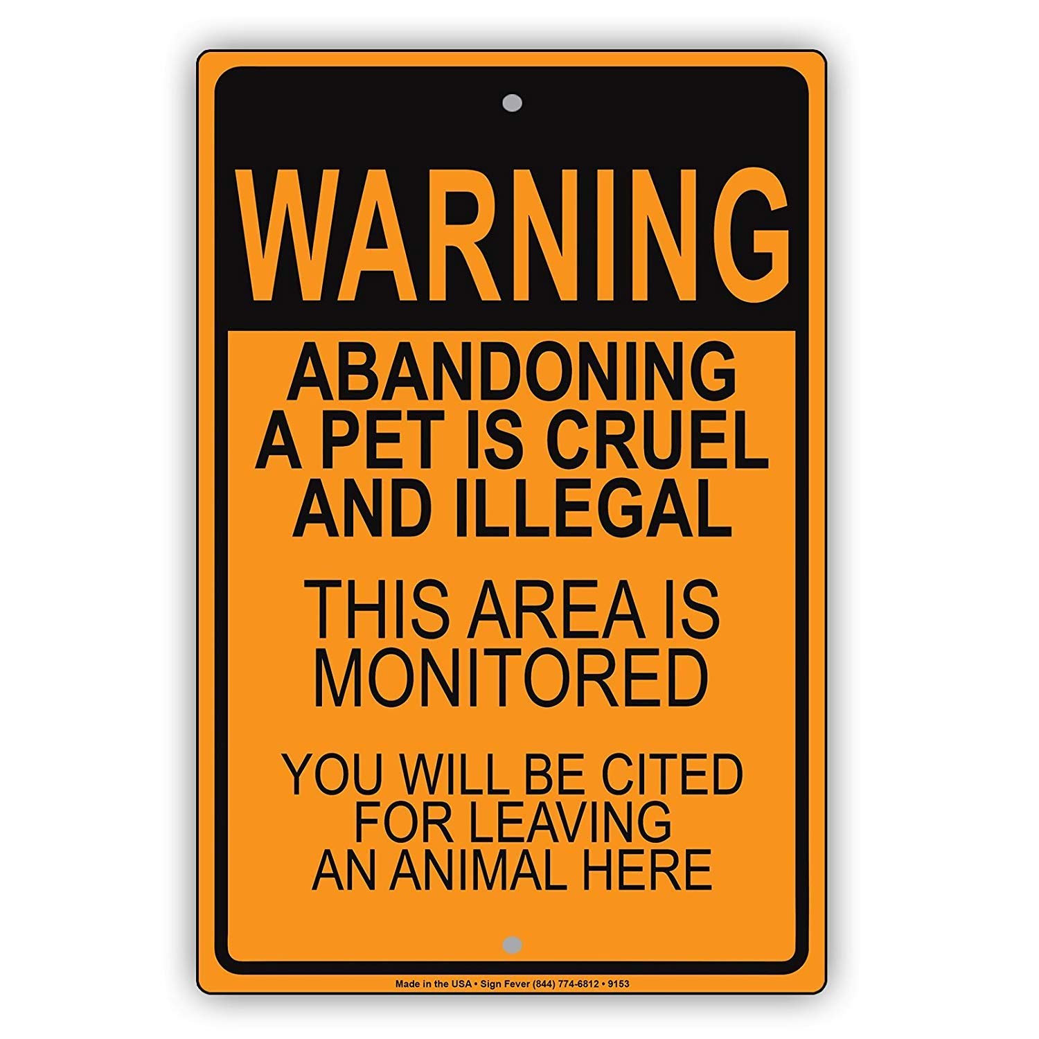 FYOBOT Aluminum Pet Abandonment Warning Sign 8X12 Inches Multi Color Minimalist Wall Mount
