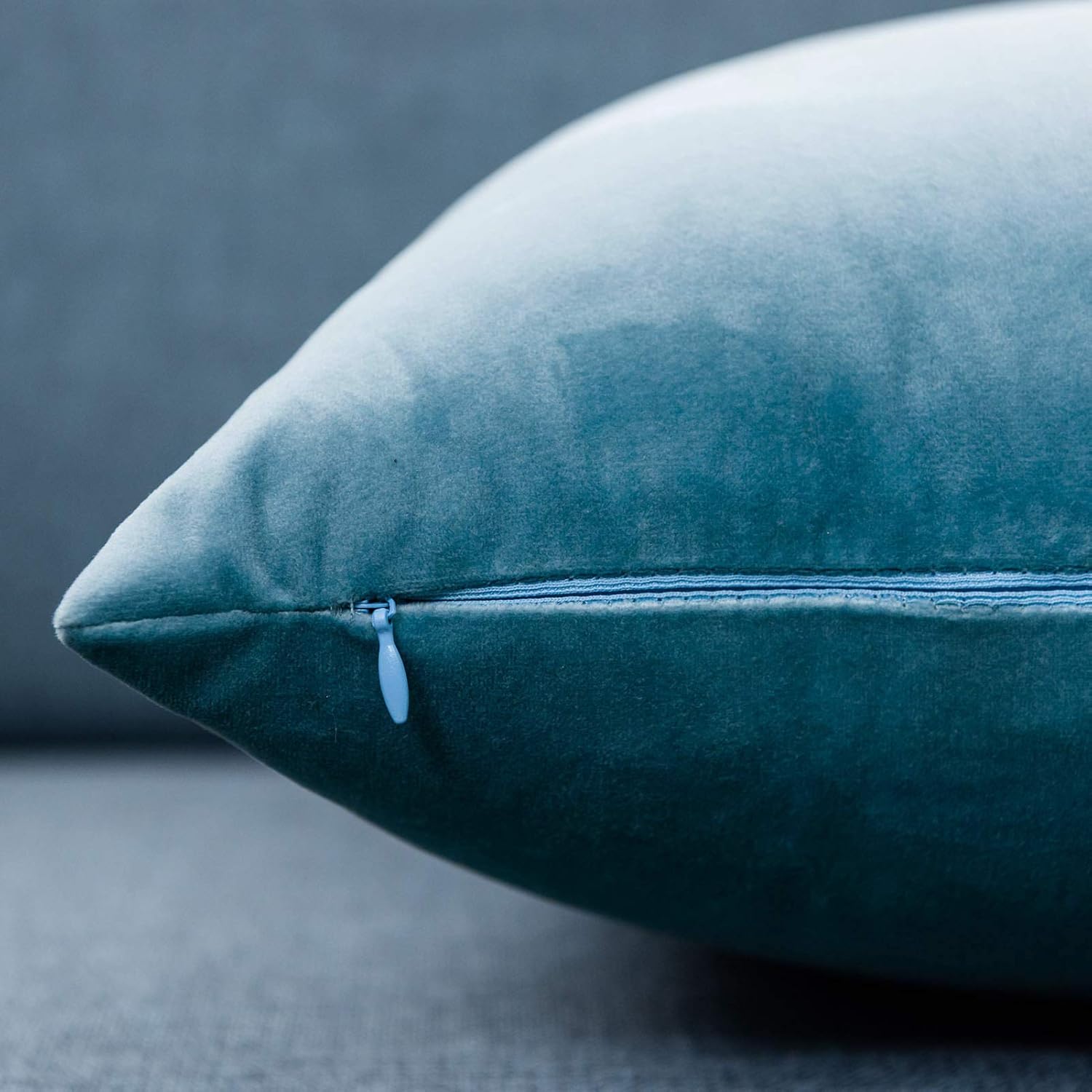 JUSPURBET Light Blue Throw Pillow Covers Set of 2 Decorative Velvet Pillow Covers for Couch Sofa Bed Soft Cushion Covers Cases with Invisible Zipper for Living Room Home Decor 16x16 inch - Image 6