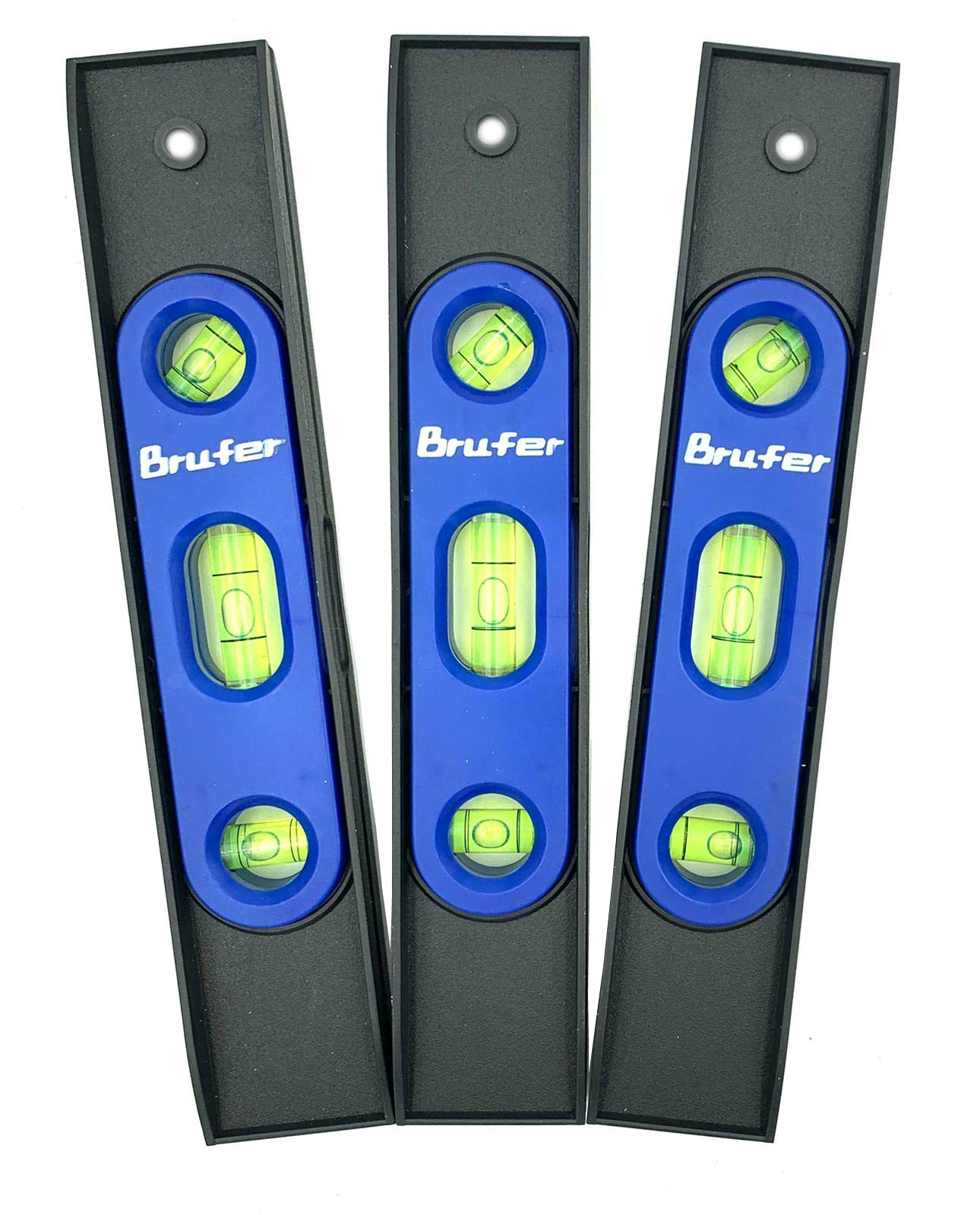 BRUFER 80127-3 Plastic Magnetic Torpedo Level, 9" with 3 Vials - Bulk pack of 3 Levels
