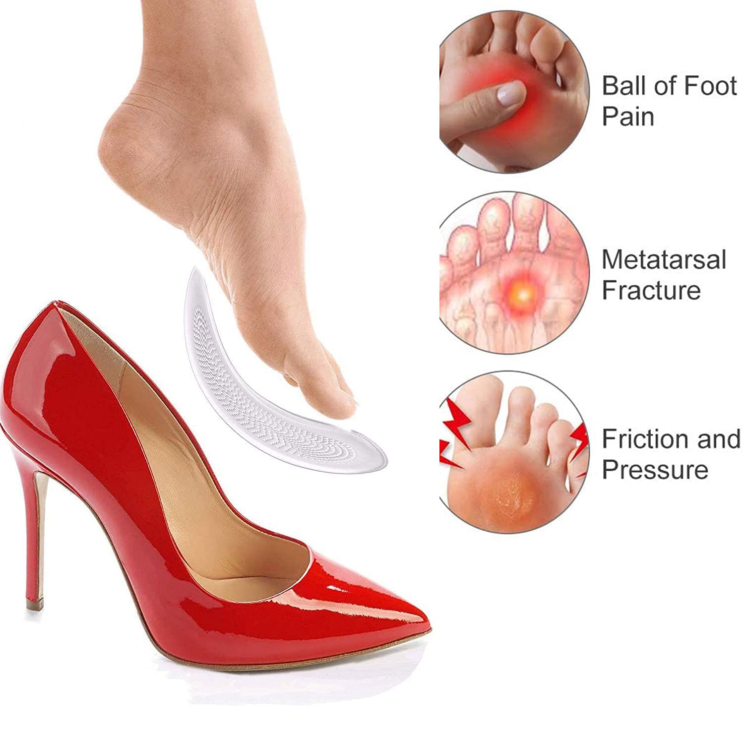 Pedimend solette metatarsali – 6 pezzi | dell' avampiede cuscini | tacco alto comfort Pads | neuroma Support | gel avampiede scarpa inserti | Sticky solette plantari