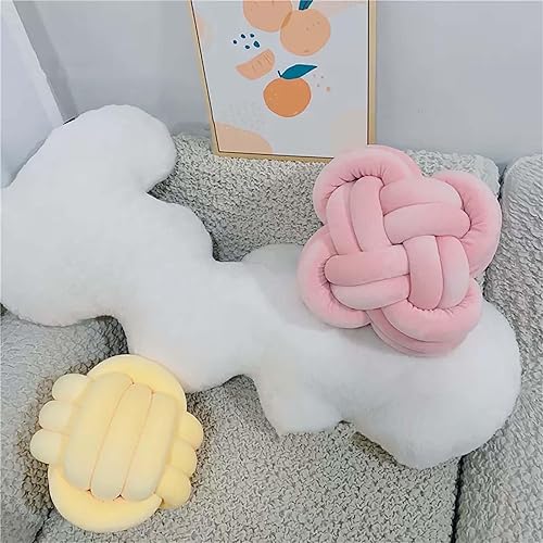 Miniatura 3 de Almohada decorativa de nudo para Navidad, cojín de suelo con felpa suave para sofá, almohada cuadrada anudada azul marino, decoración de habitación