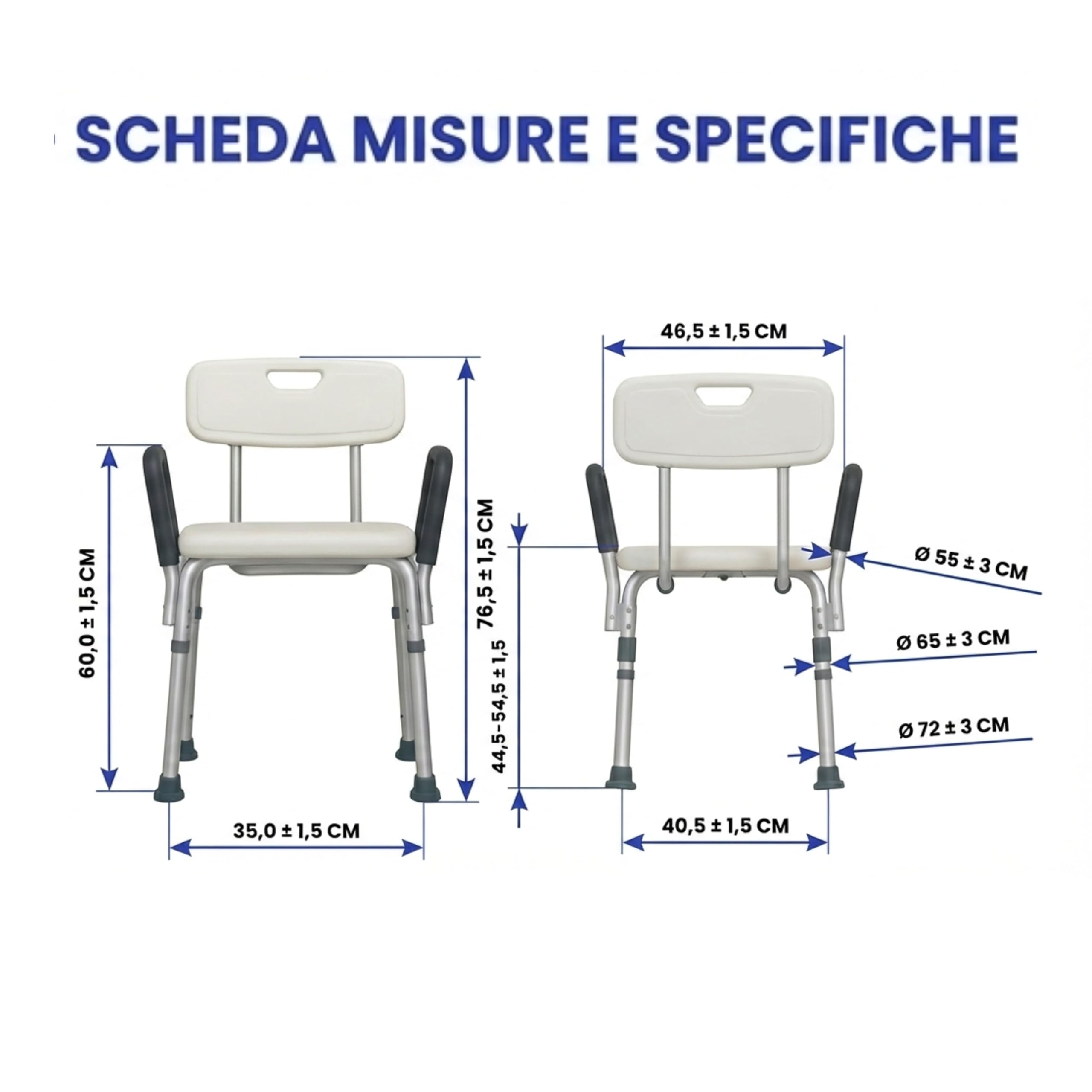 APP LIFE Sedia per Doccia, Dispositivo Medico di Classe I, Sedia per Anziani, Sedile Vasca da Bagno, Sedia Doccia, Sgabello Bagno