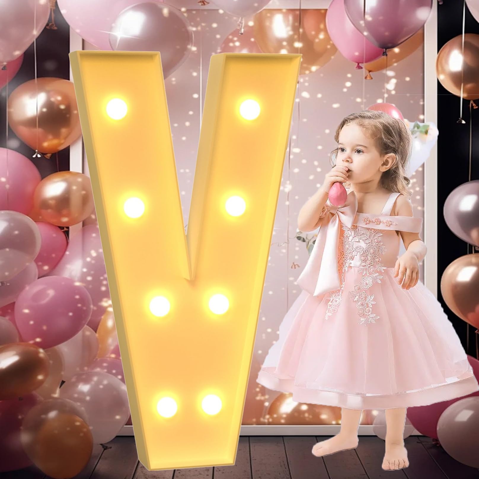 Chiffres Lumineux for chapiteau de 4 Pieds de Haut 3 Chiffres for décoration de fête d'anniversaire du 3e et 13e Chiffres en mosaïque for Ballons Kit de Panneau en Mousse prédécoupé(Letter V)