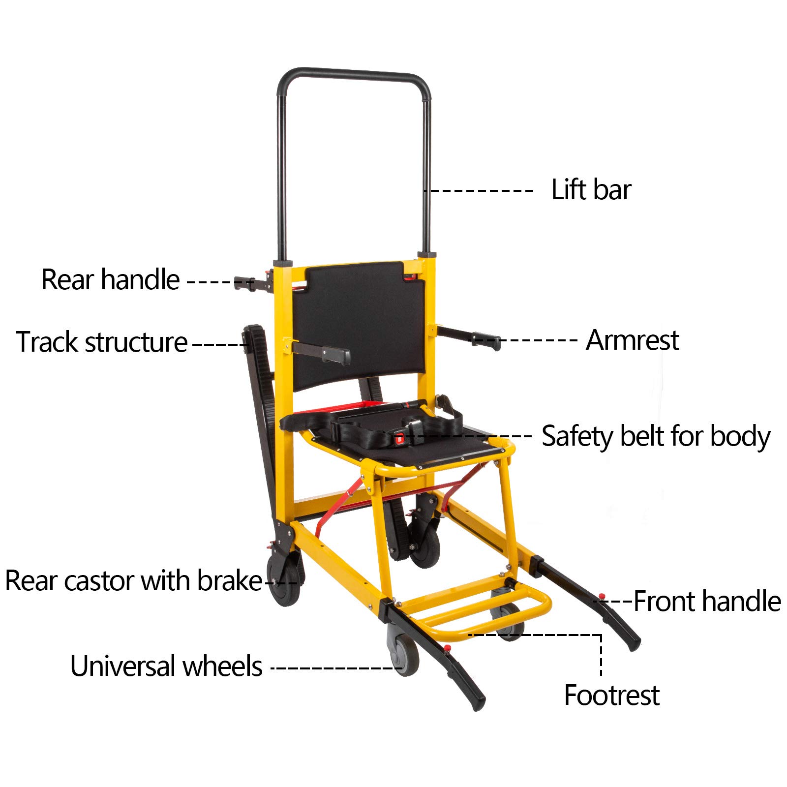 VEVOR EMS Medical Chair Stair Lifting Manual Climbing Wheelchair Stair