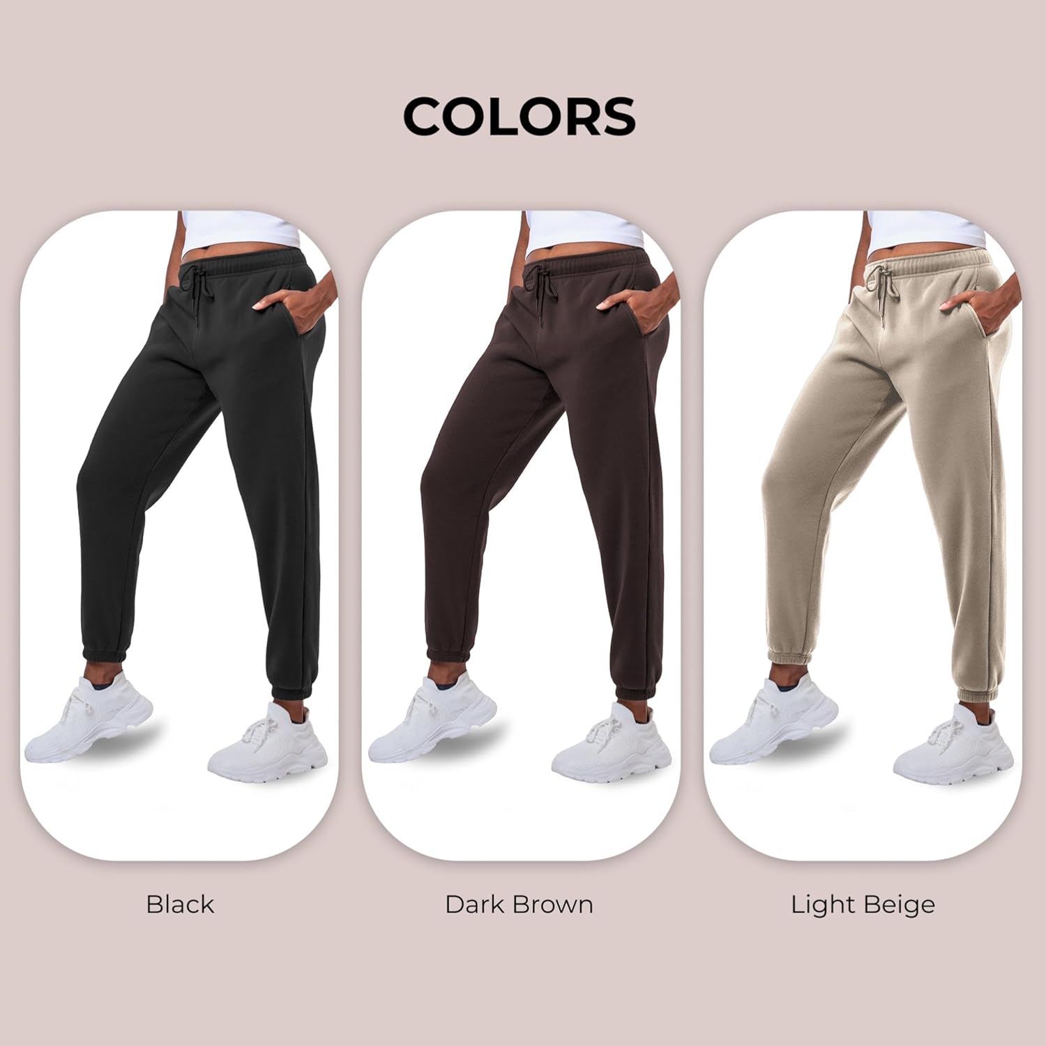 Common Stitch 3 Pack Sweatpants Women, Comfortable Womens Sweatpants, Fleece Womens Elastic Cuff Joggers (Available in Plus) - Image 3