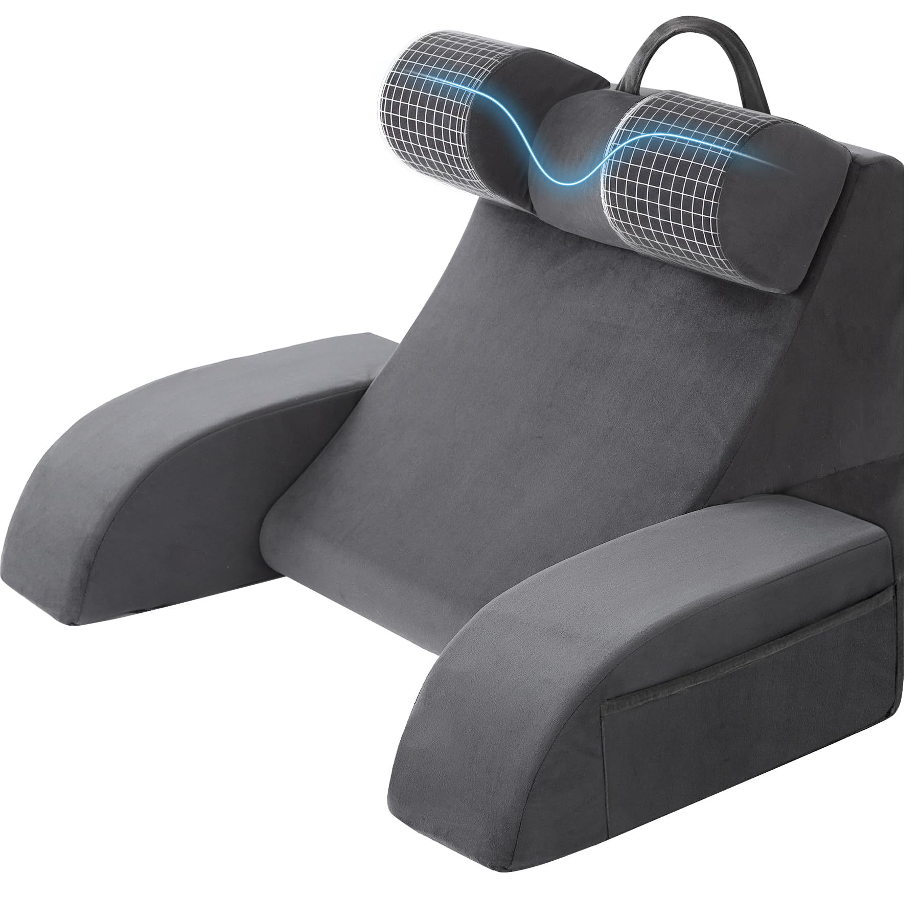 Reading Wedge Pillow for Sitting Up in Bed with Arm/Back/Neck Rest