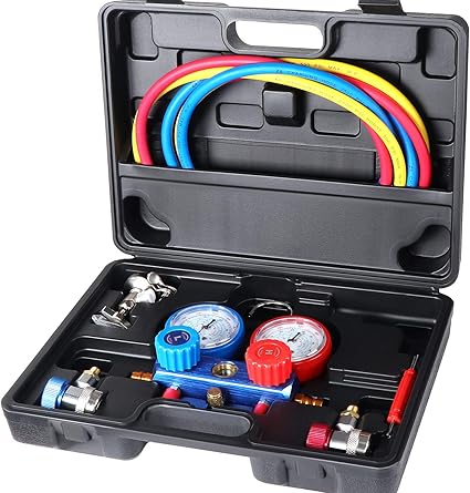 Manomètre Climatisation Auto 3 Voies - Kit De Diagnostic & Recharge - Jauges Haute/basse Pression - Marque Carbole