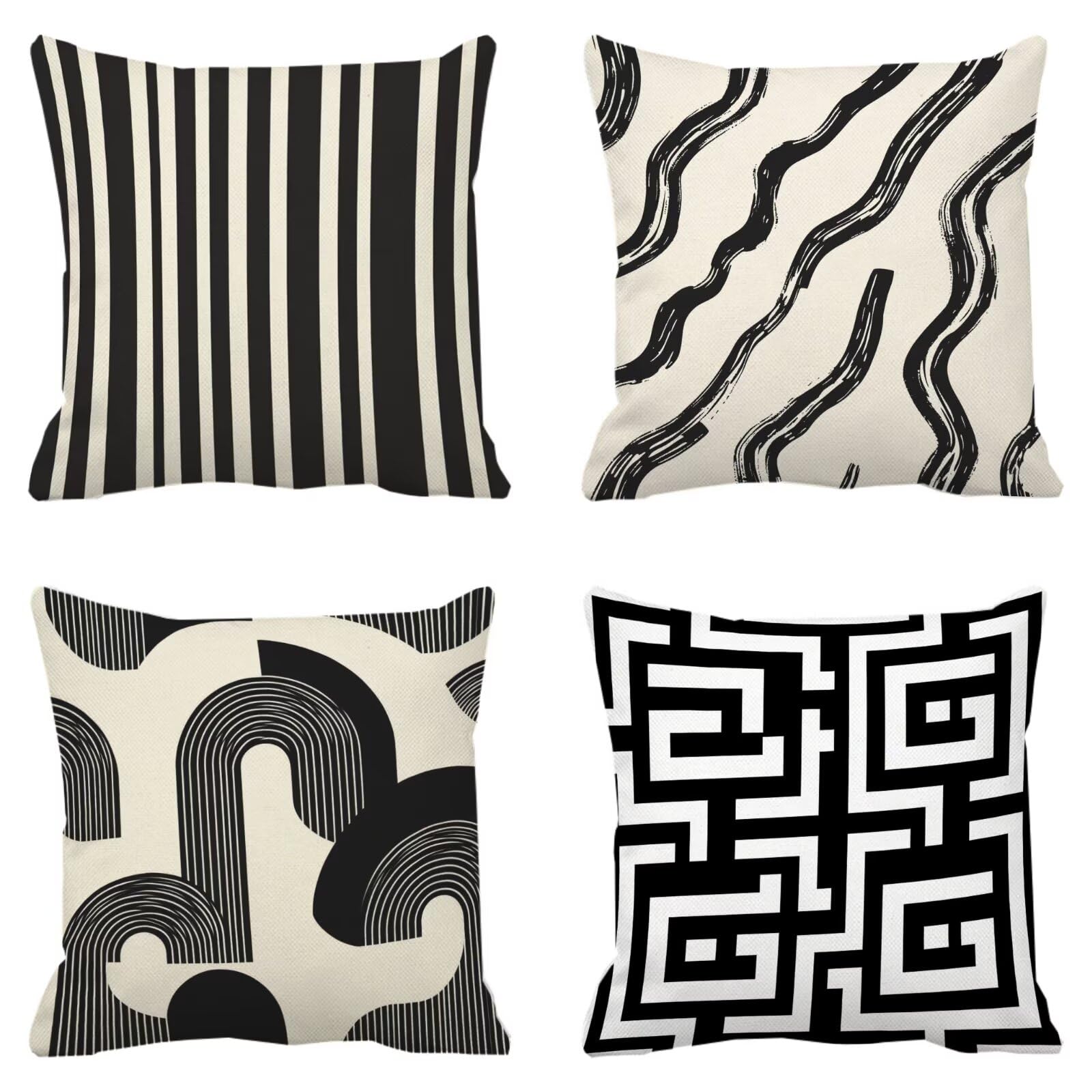 Cojines Sofa Fundas Cojines 50x50cm SúPer Suave Cojin Geometría Raya Juego de 4, Fundas Almohada Impermeable Exterior, Interior Y Exterior Cojin Decorativos, Para JardíN SalóN Regalos NavideñOs P-337