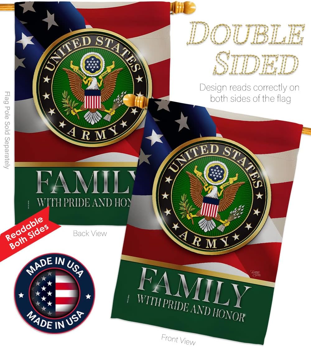 Breeze Decor US Army Family Honor House Flag - Armed Forces Rangers United State American Military Veteran Retire Official - Decoration Banner Small Garden Yard Gift Double-Sided Made in USA 28 X 40