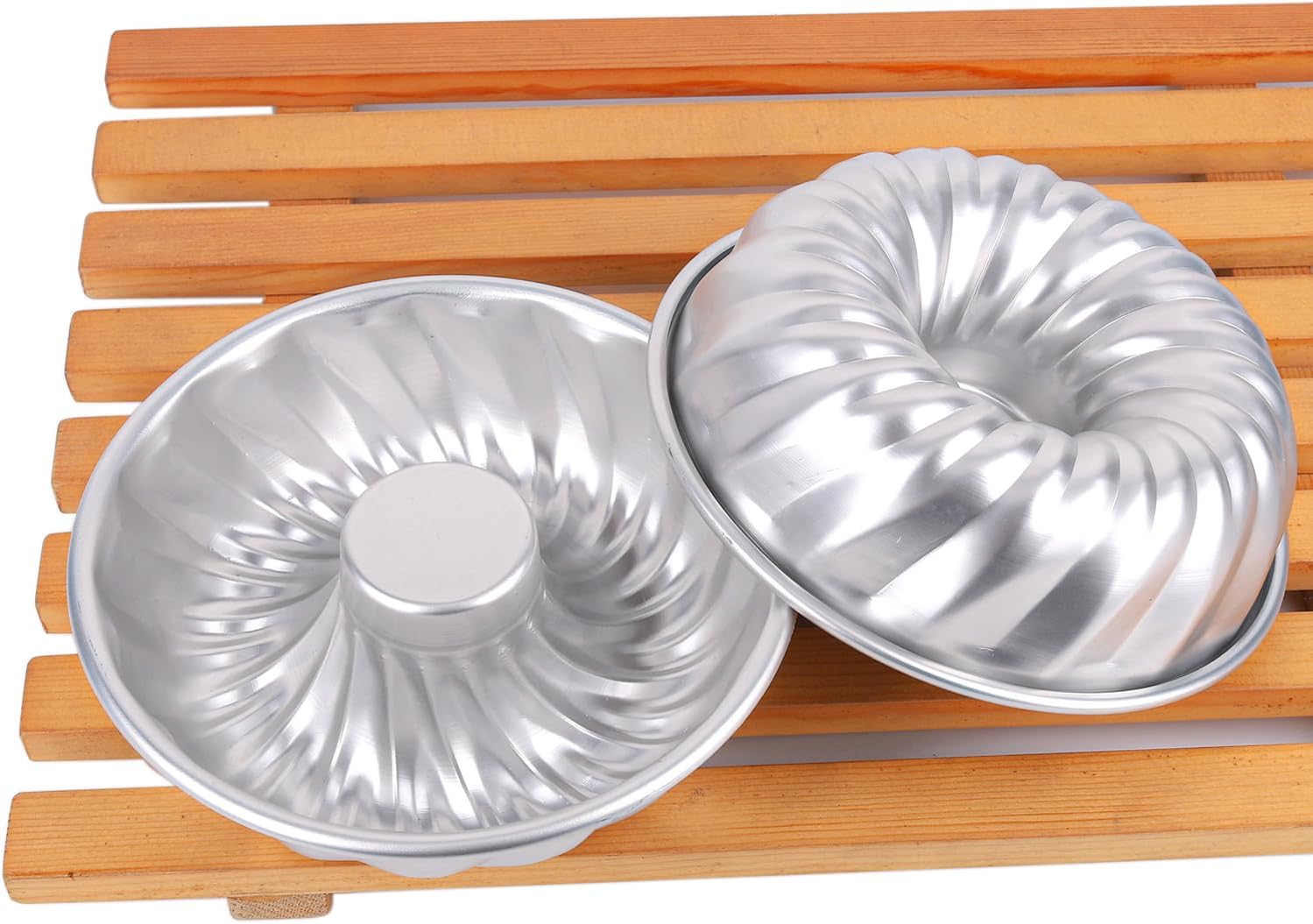 Round Cake Mold Fluted Wall Hollow Angel Anodising Aluminium Pan Bread Toast Mould DIY Baking 11cm 15cm 19cm Diameter 2pcs/lot (2pcs Medium Size)