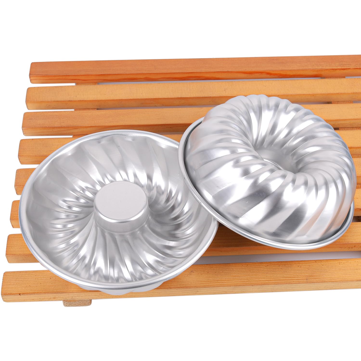 Round Cake Mold Fluted Wall Hollow Angel Anodising Aluminium Pan Bread Toast Mould DIY Baking 11cm 15cm 19cm Diameter 2pcs/lot (2pcs Medium Size)