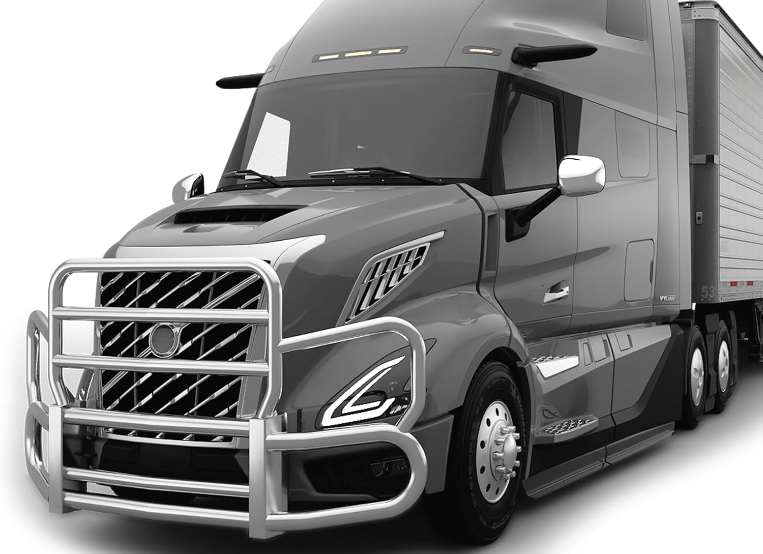 Front Steel Grille Deer Bumper Guard Herd 300 for Semi Truck Compatible with Volvo VNL 840 New 2025-2026 (90"x45") + Bracket