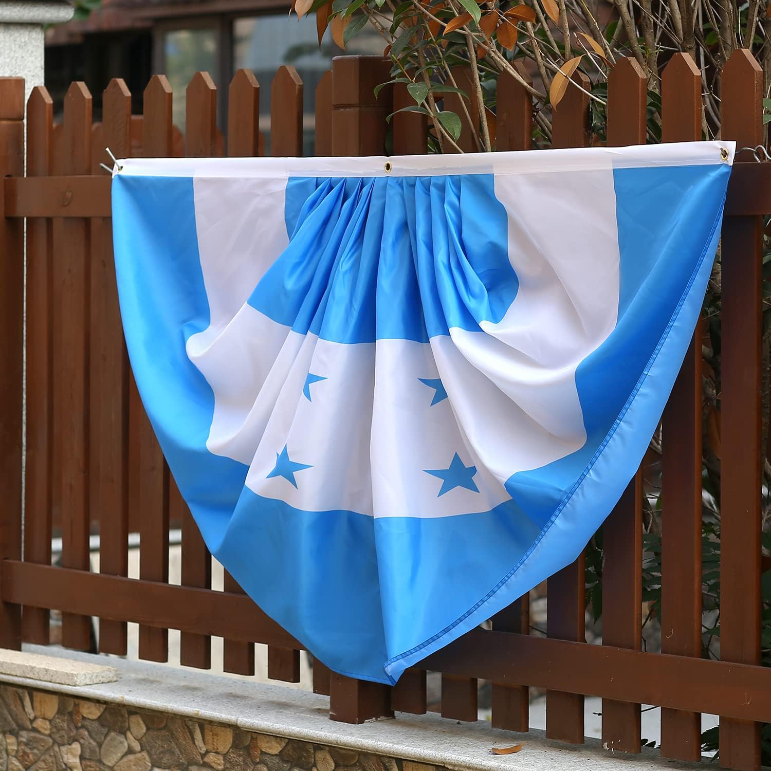Honduras Honduran Pleated Fan Flag Bunting 3 x 6 Ft Honduras Pleated 2 Pcs Fan Flag Banner Indoor/Outdoor/Front Porch Decorations, Honduras Half Fan Flag Patriotic Holiday decorations, Celebrations.