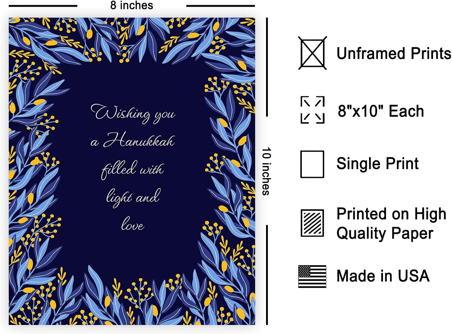 Poster Master Hanukkah Print - Light & Love Poster - Festival of Lights Art - Jewish Holiday Wall Design - Gift for Men & Women - Fun Decor for Living Room or Bedroom - 8x10 UNFRAMED Wall Art
