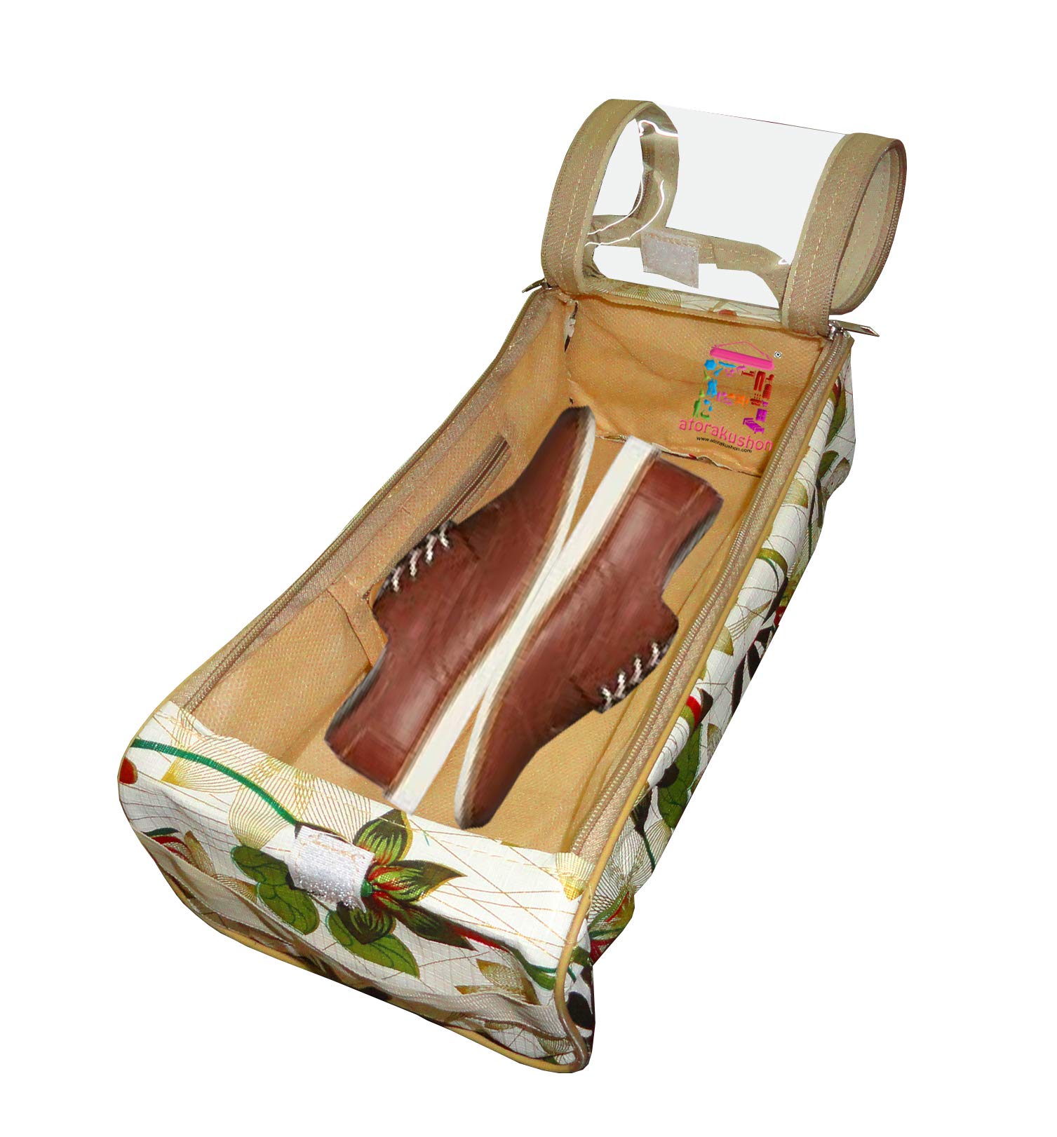 atorakushon Flower Print, Shoe Cover Travelling Shoe Storage Bag/Storage Footwear Organiser Pouch Shoe Bag (Pack of 4) 2