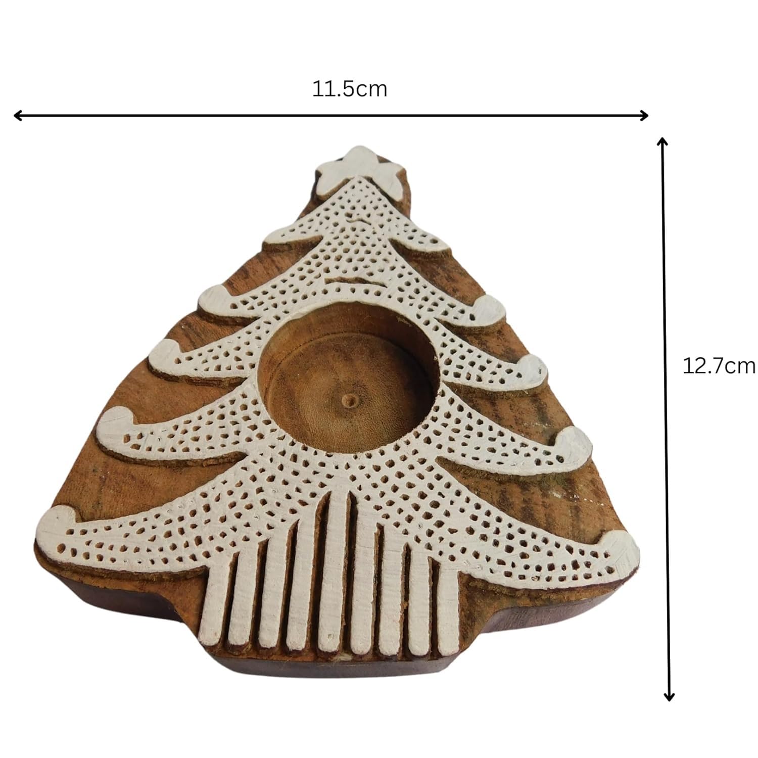 INDACORIFY Portavelas con diseño de árbol de Navidad, candelabro Hecho a Mano con Estampado de Bloques de Madera para artículos de decoración navideña, candelabro (10)