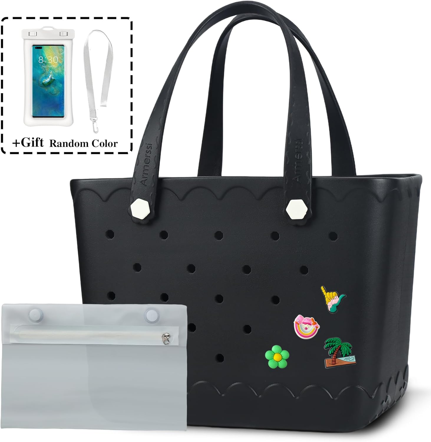 Rubber Beach Tote Bag Waterproof Tip-Proof Outdoor Tote Bag for the Beach Boat Pool Sports