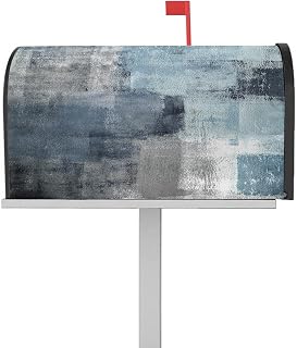 Mailbox Cover Magnetic Geometric Abstract Retro Painting Mailbox Covers Standard Size 21x18in,Mailbox Covers Wrap Post Letter Box Cover for Garden Yard Outdoor Decor Blue Gray Gradient Art