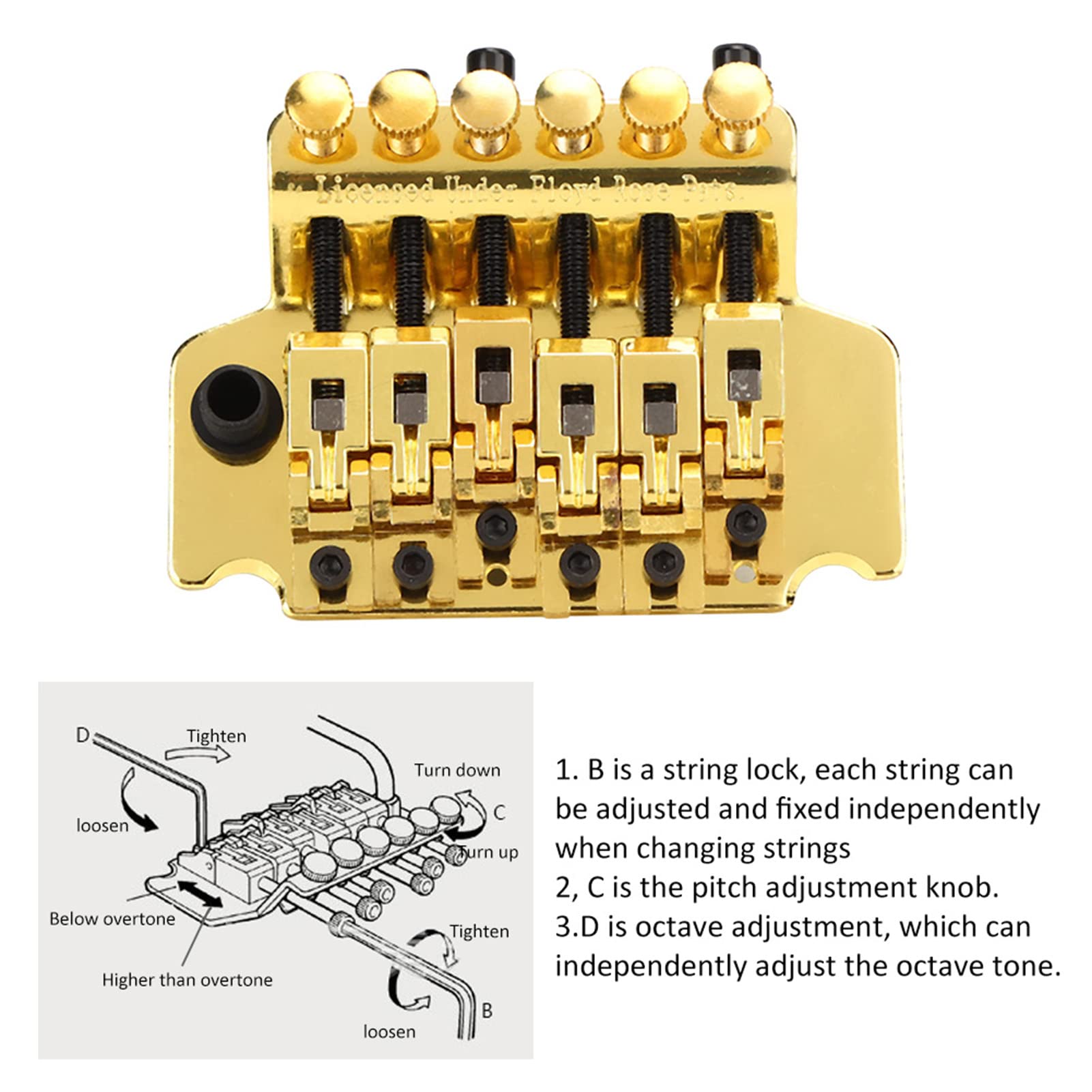 ECSiNG 9 Sets E-Gitarren Saitenschloss & Schrauben | Für Tremolo Bridge | Schwarz, Silber, Gold | 11x11 Mm | Metall, Korrosionsbeständig