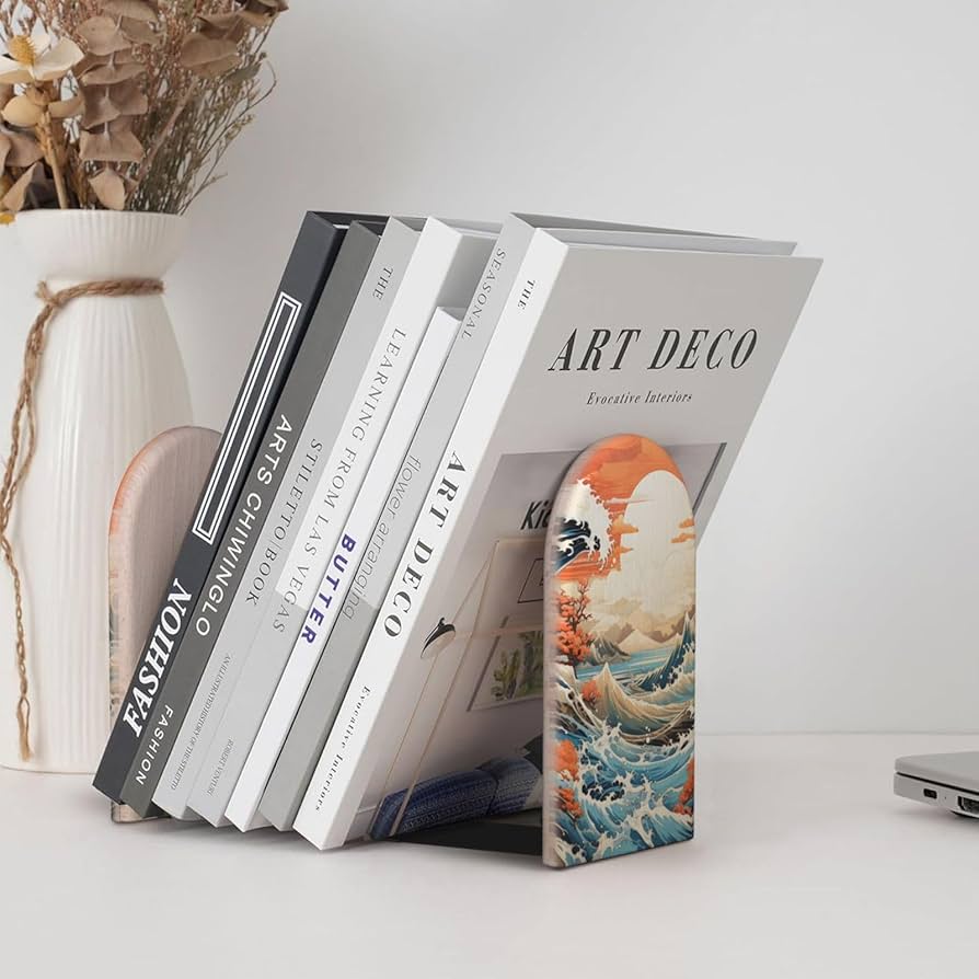 Amazon.com: UOYO Wave Bookends 1 Pair Japanese Sea Ocean