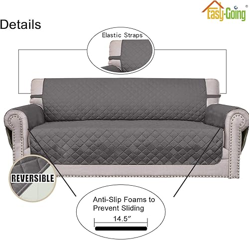 Miniatura 382 de Easy-Going - Funda reversible sobredimensionada para sofá de 3 cojines, protector de muebles resistente al agua con tubos de espuma para perros Gris