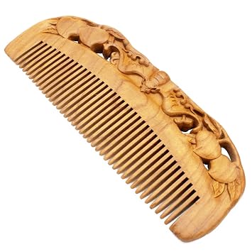 YOY Natural Wood Hair Comb - Handmade Antistatic No Snag Brush for Mens Mustache Beard Care Anti Dandruff Women Girls Head Hair Accessory, Peach