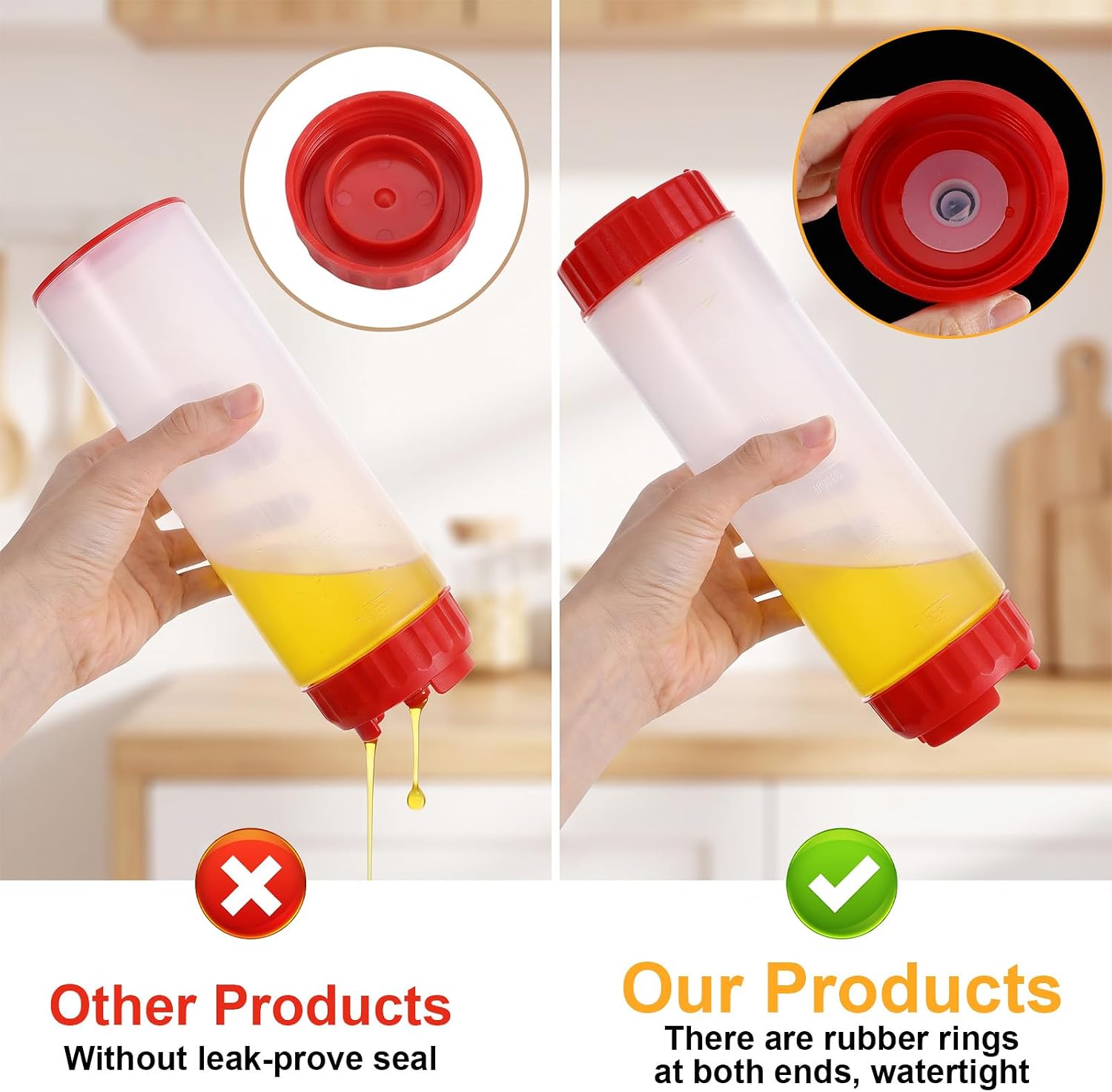 6 Pack 24 OZ Inverted Condiment Squeeze Bottles For Sauces, Leak Proof Wide Mouth Squeeze Bottles, Condensed Milk Squeezes Bottle, Ketchup Dispenser, Plastic FIFO Bottle