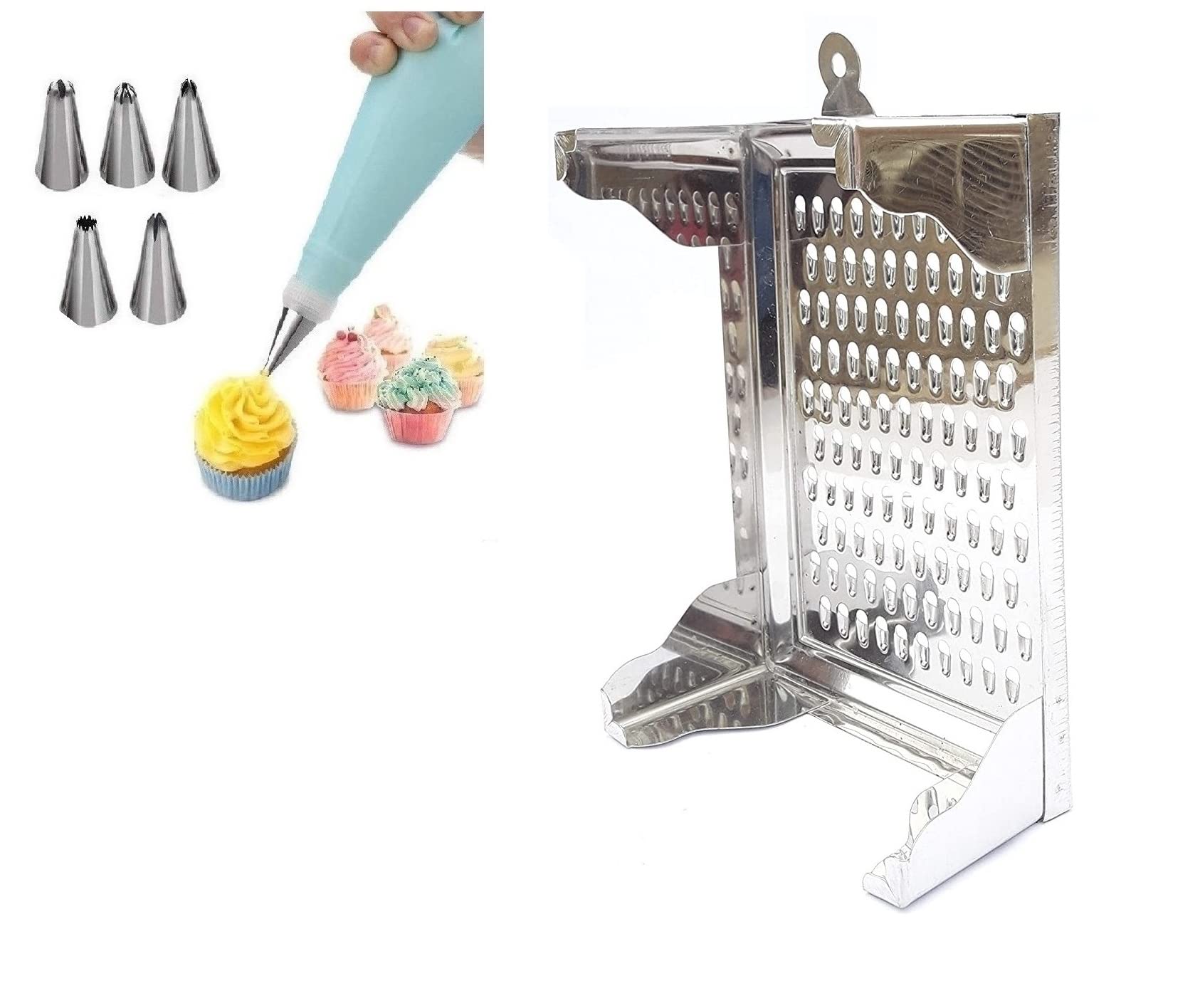 Blue Wonder 6pcs Nozzle with Amrapali Grater, Pack of 2 (Multicolour)