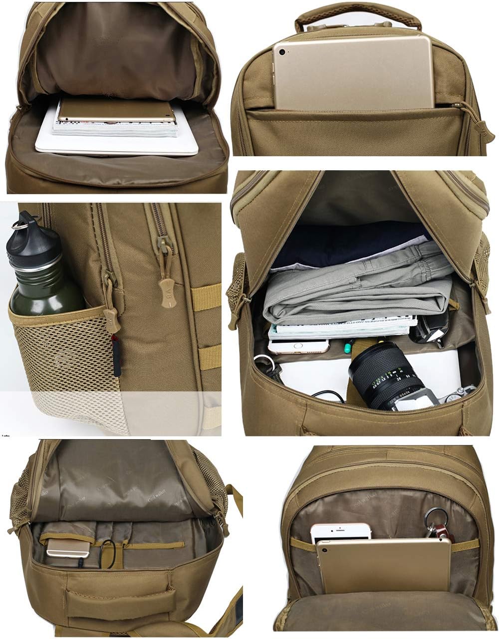 Hiking Daypacks 42L Rucksack Pack Molle Backpack with USB Charging Port & Headphone Interface