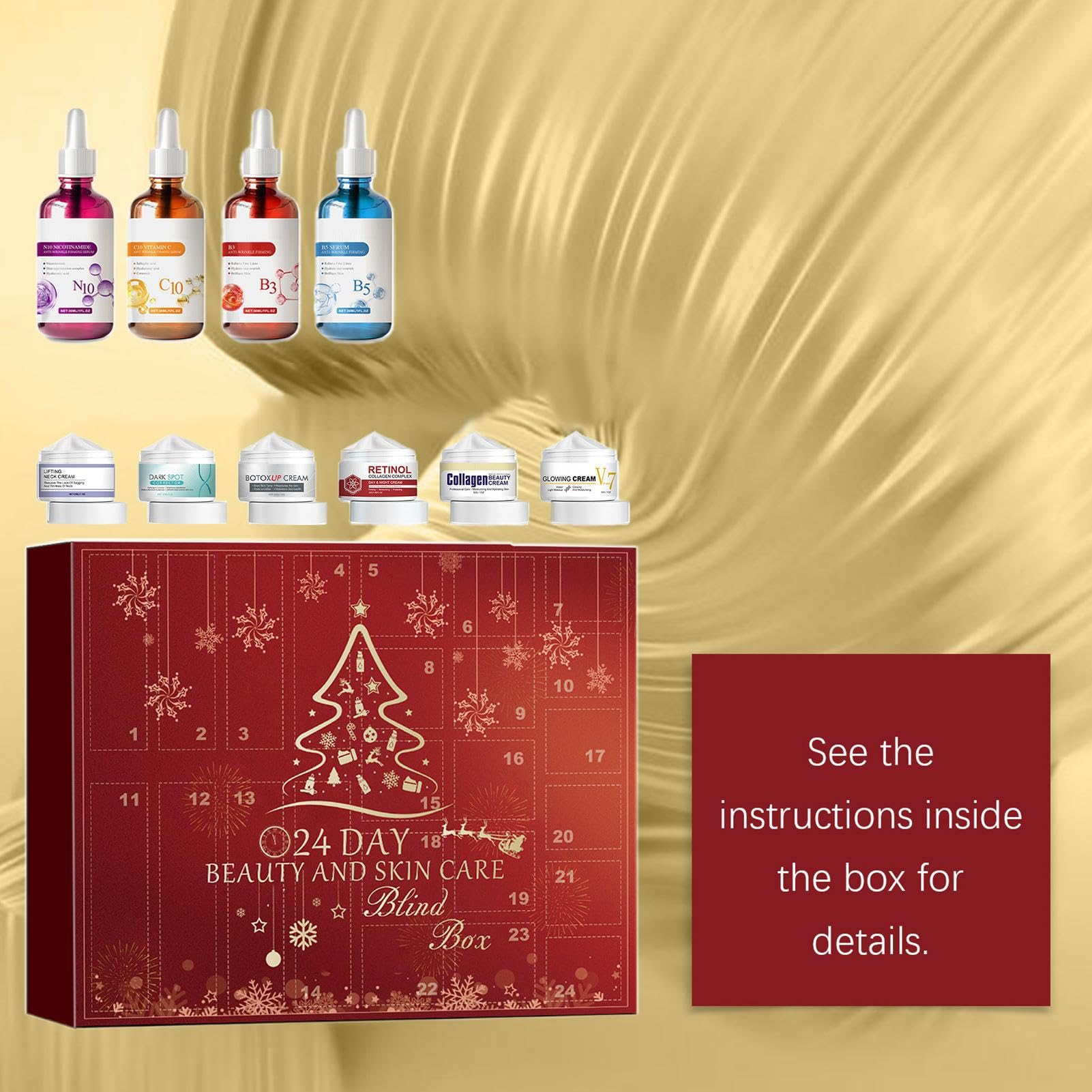 Christmas Beauty Adventskalender, Weihnachten 24 Tage Beauty Countdown | Kalender - Weihnachten Make-up Kit Hautpflege Box Weihnachten Countdown Kalender für Frauen
