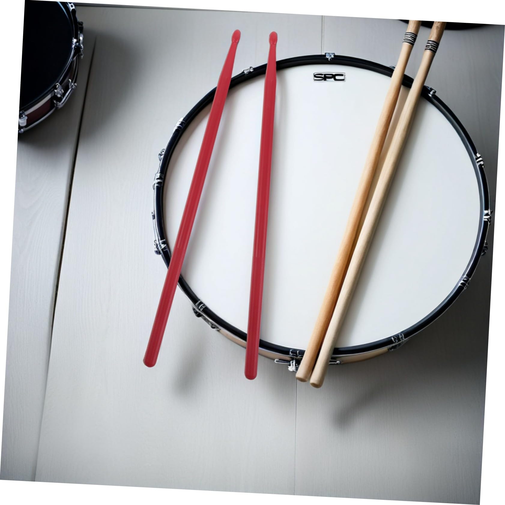 Beaupretty Juego de Baquetas para Batería 8 Piezas con Funda Negra, Mazos Antideslizantes Rojos, Escobillas de Nylon Azul y Cepillos de Madera Rojos, Accesorios Profesionales para Percusión